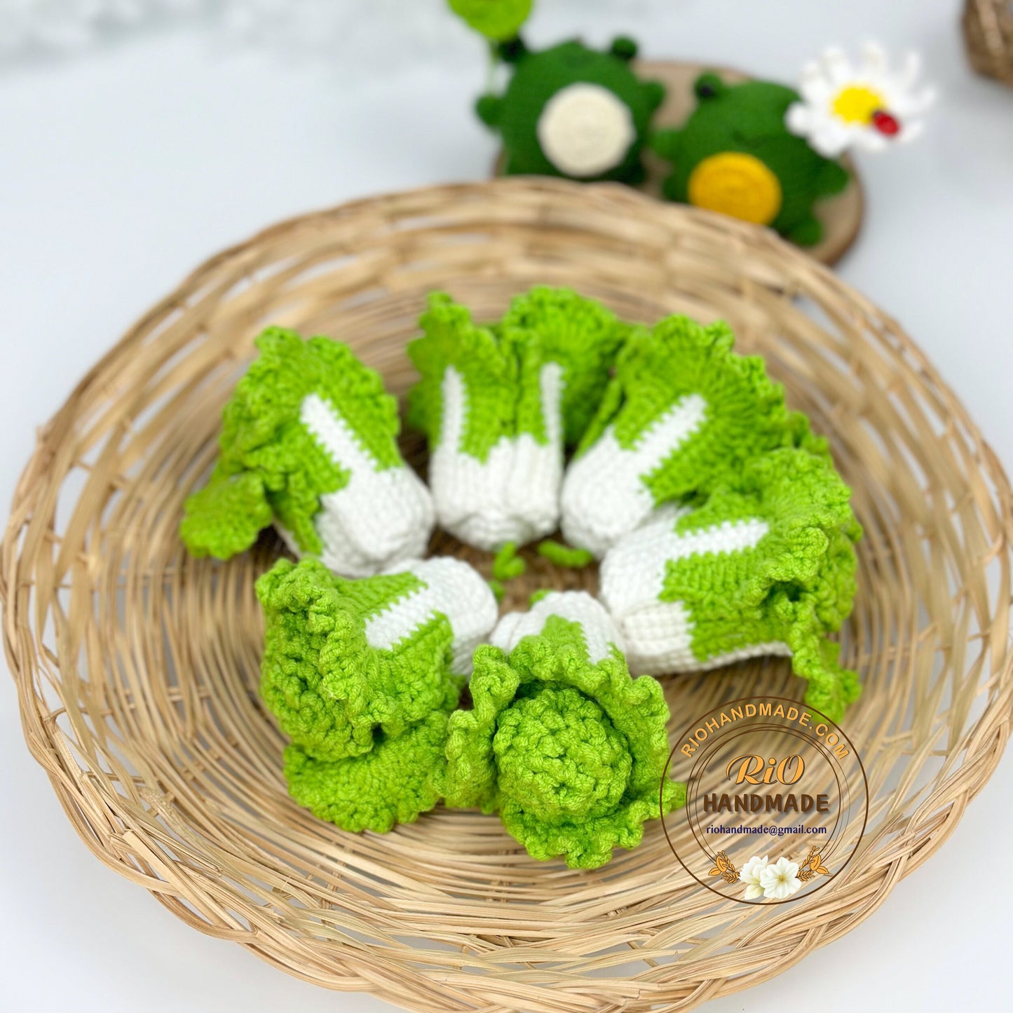 Handmade Napa Cabbage Crochet Keychain, Amigurumi Celery Cabbage, Car Charm, Car Rear View Hanging