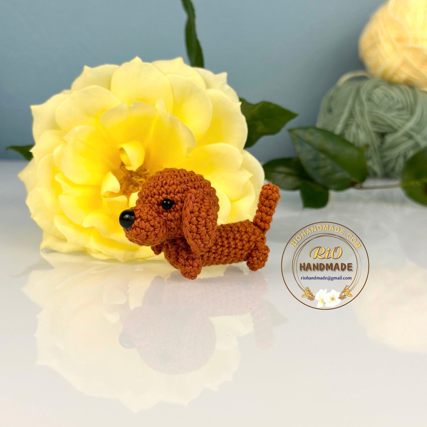 Rio Handmade yarn Dachshund crochet, amigurumi mini dachshund, cute dachshund, cute dog, home decor, crochet keychain, adult hobby
