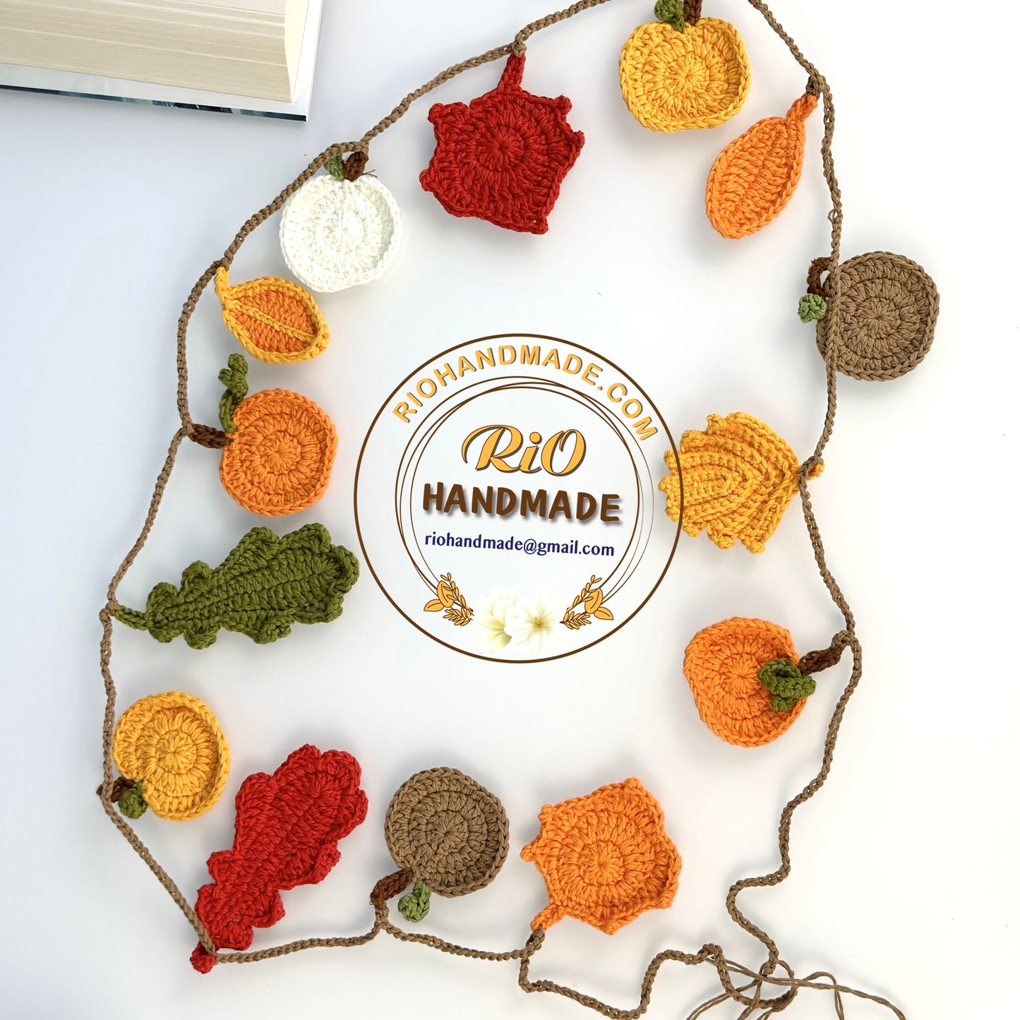 Rio Handmade Crochet Amigurumi Pumpkin Garland, Wall Hanging Pumpkin, Autumn Decor, Fall Garland, Fall Decoration