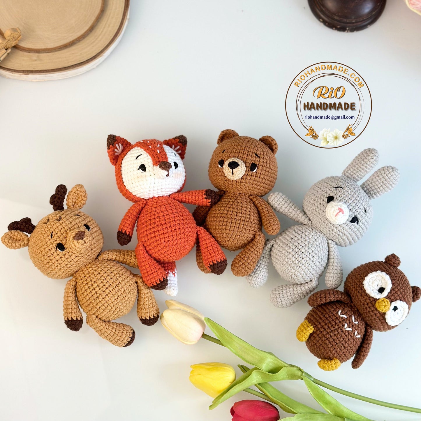 Ready To Ship, Crochet Forest Animals, Cute Bear Plushie Crochet, Amigurumi Bunny, Crochet Deer, Cute Toy For Baby, Woodland Baby Toy