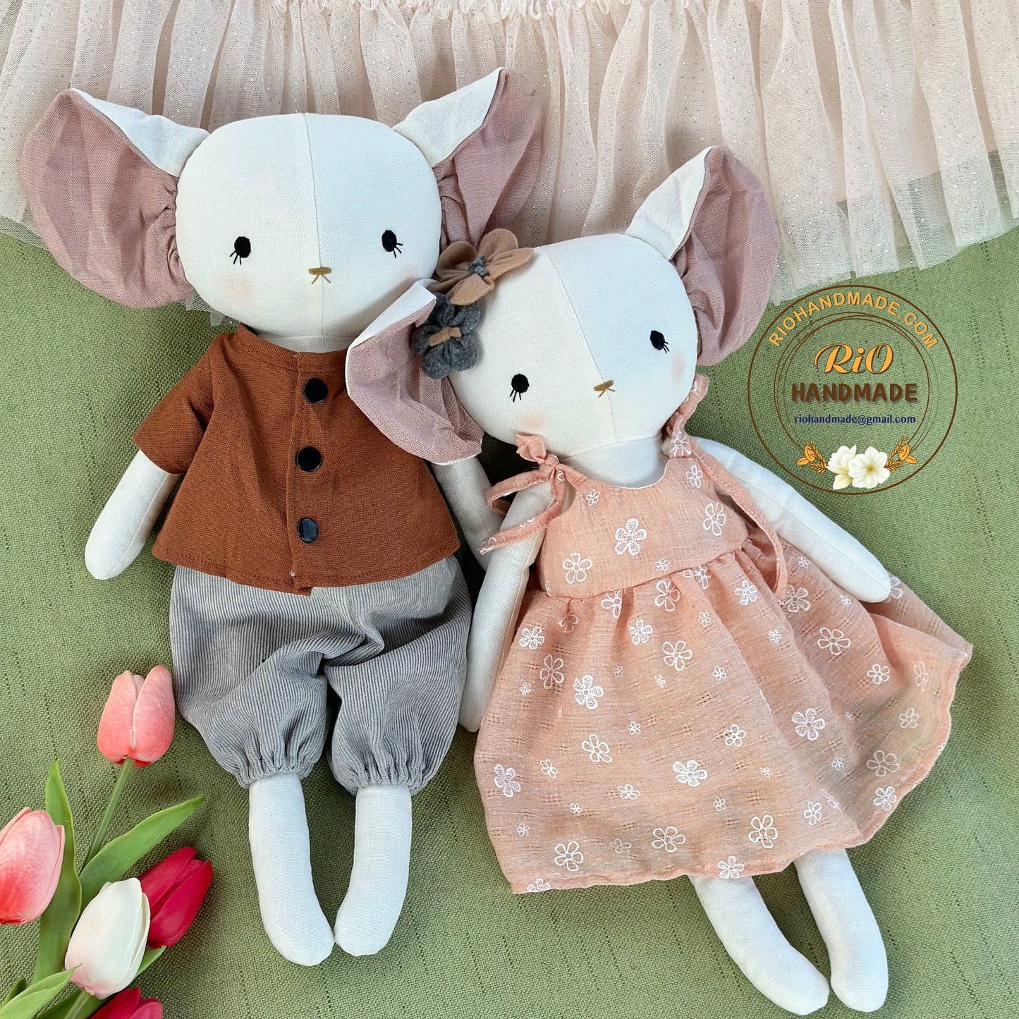 Ready To Ship, Rio Handmade Linen Mouse Toy, Nursery Decor Stuffed, Linen Baby Toy, Stuffed Mouse Toy For Toddler, Kid, Adult Hobby
