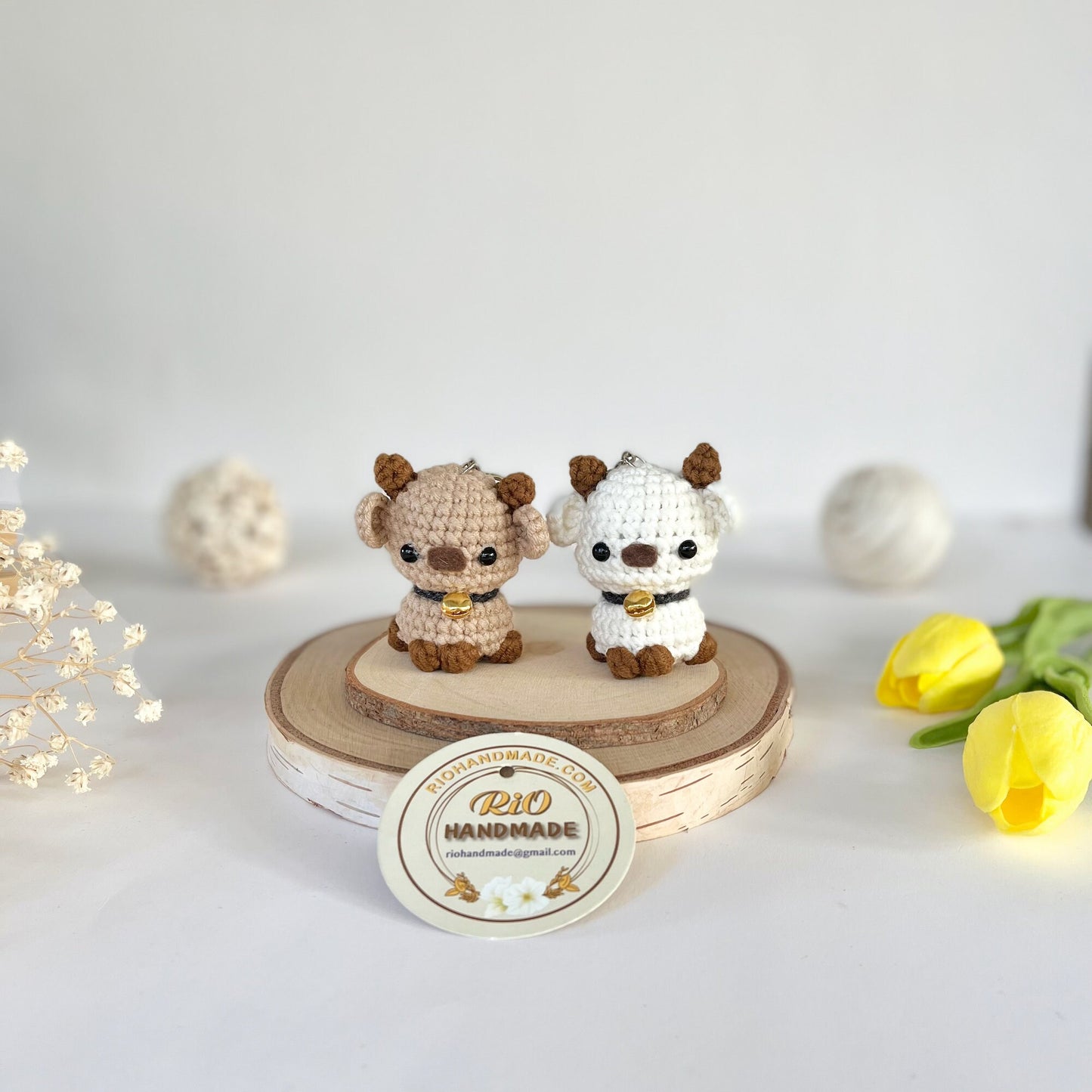 Rio Handmade, cow keychain, plushie toy, cute gift