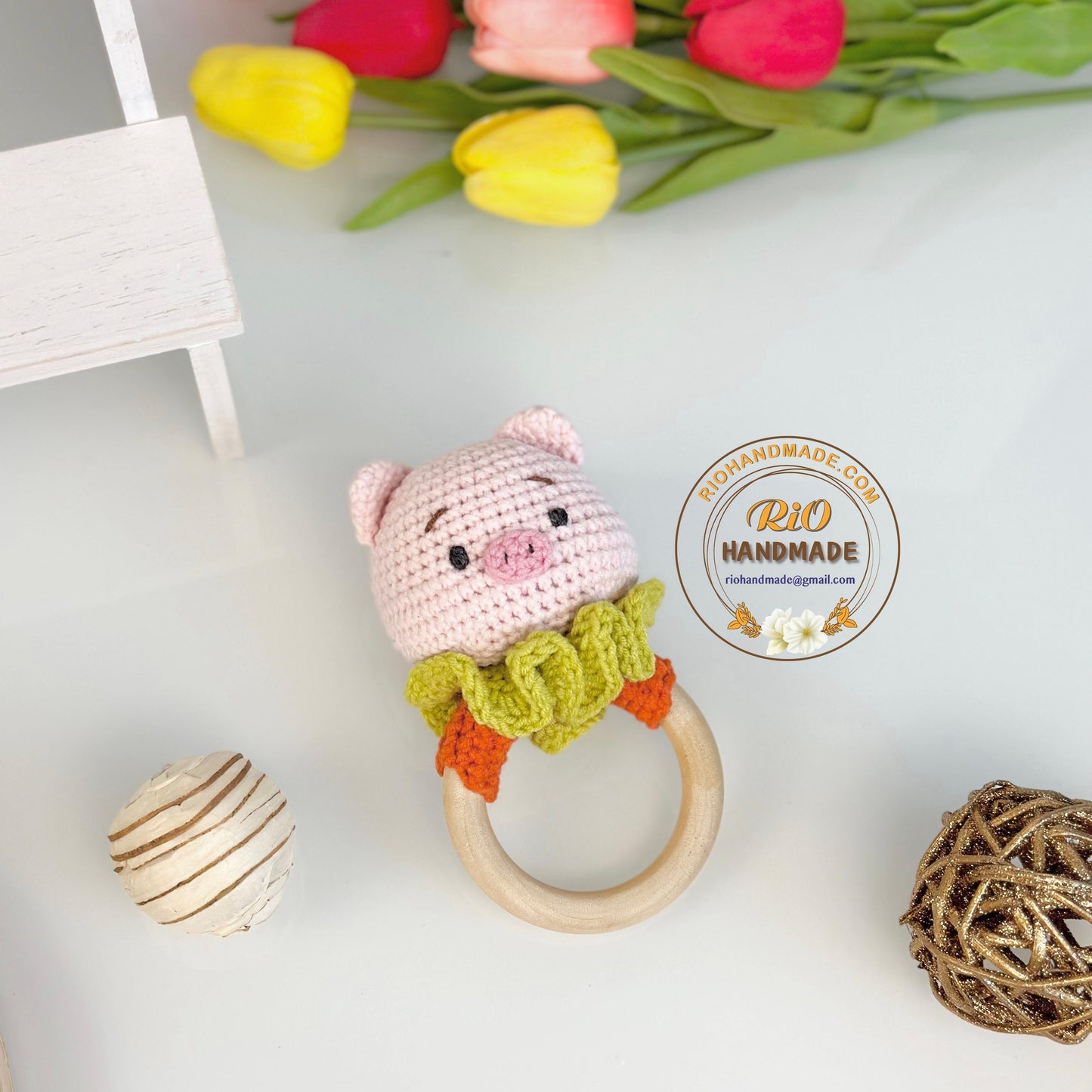 Baby Gift, Animal Newborn Baby Rattle, Baby Crochet Rattle Gift, Toy Rattle With Name