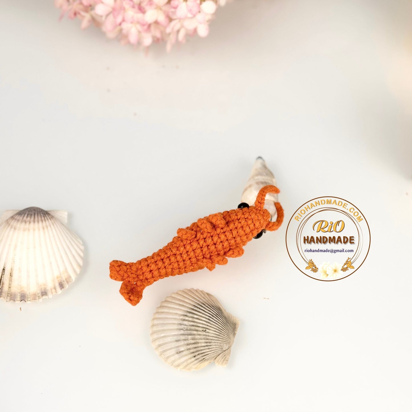 Rio Handmade keychain shrimp, shrimp keychain, crochet shrimp, cute gift