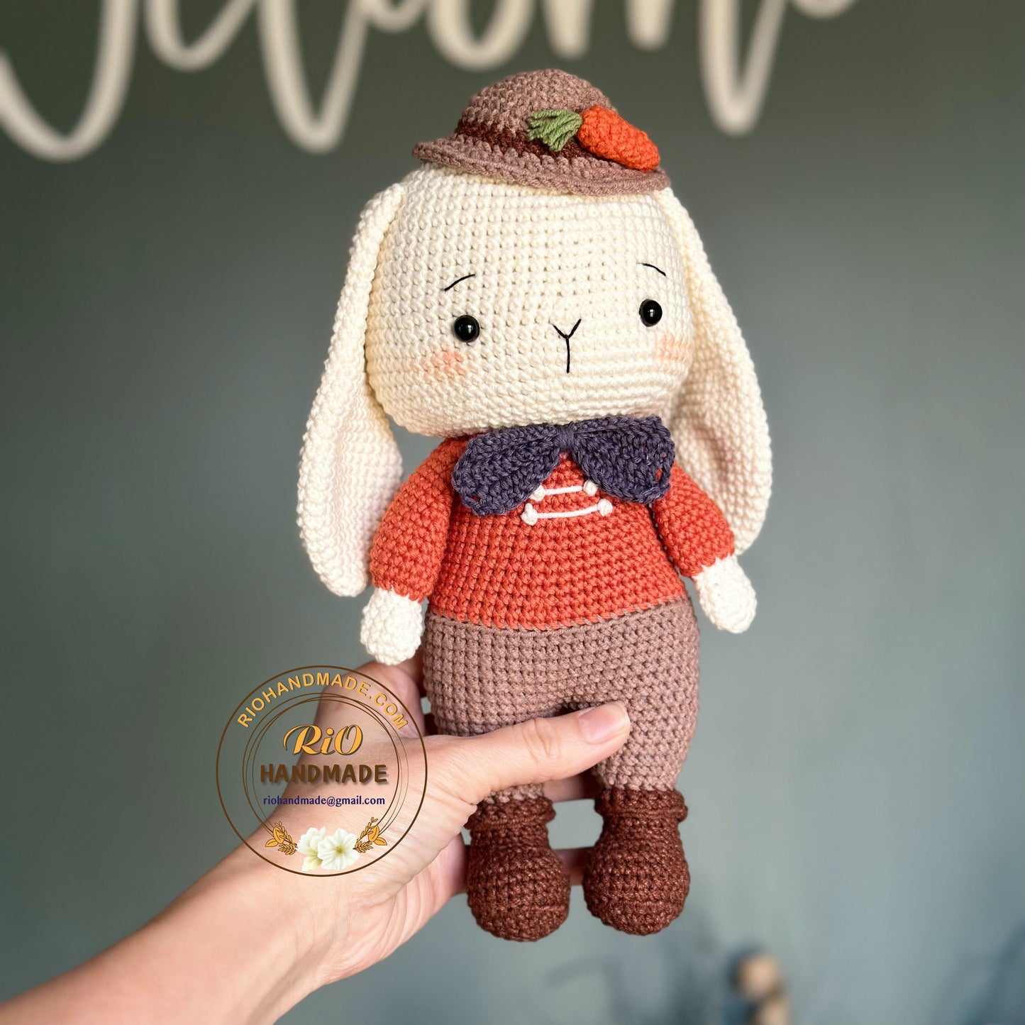 Ready To Ship, Handmade bunny crochet, amigurumi bunny plushie, cute stuffed, soft toy for baby, toddler, kid, adult hobby, high quality