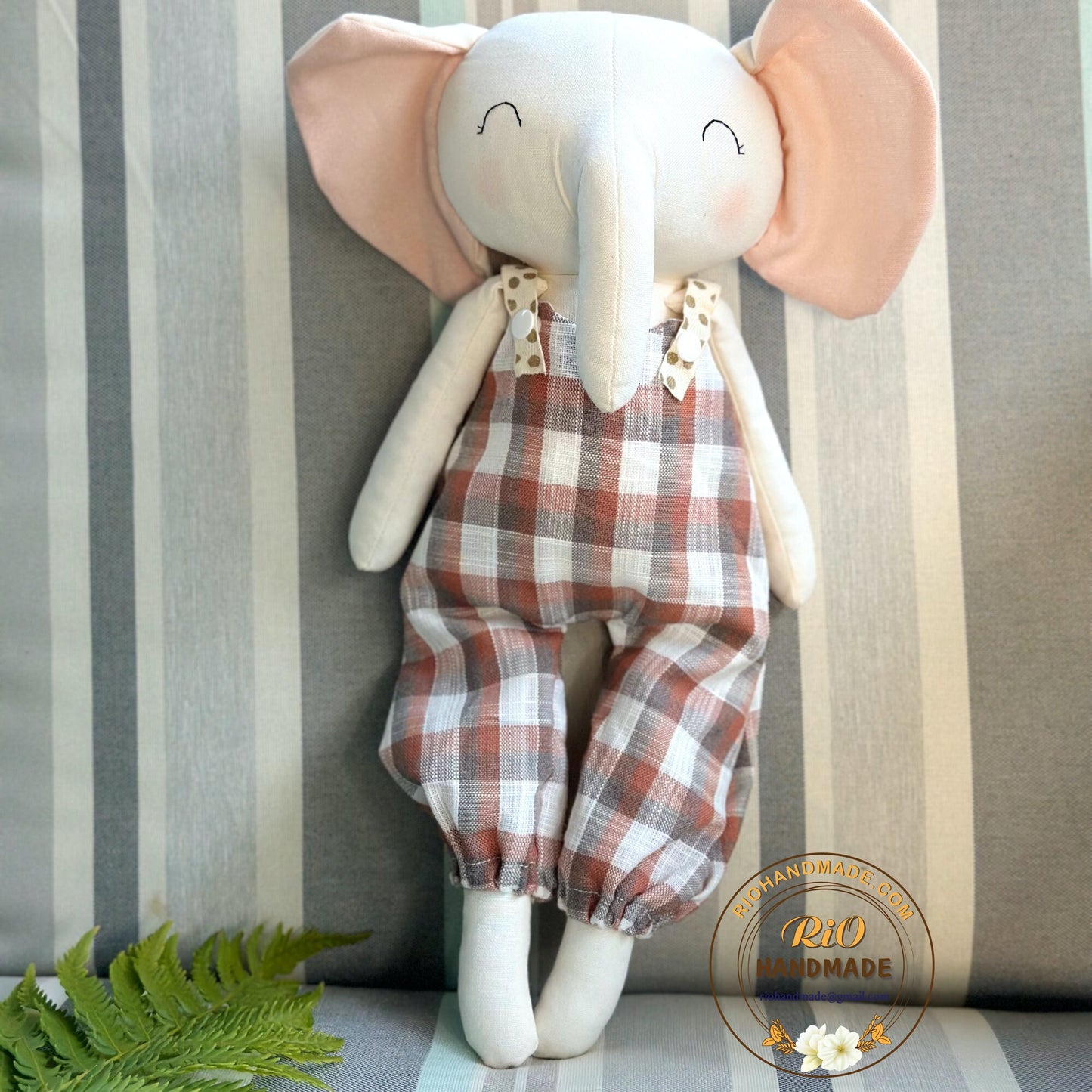 Ready To Ship, Rio Handmade Linen Elephant Doll, Nursery Decor Stuffed, Linen Baby Toy, Stuffed Elephant Toy For Toddler, Kid, Adult Hobby