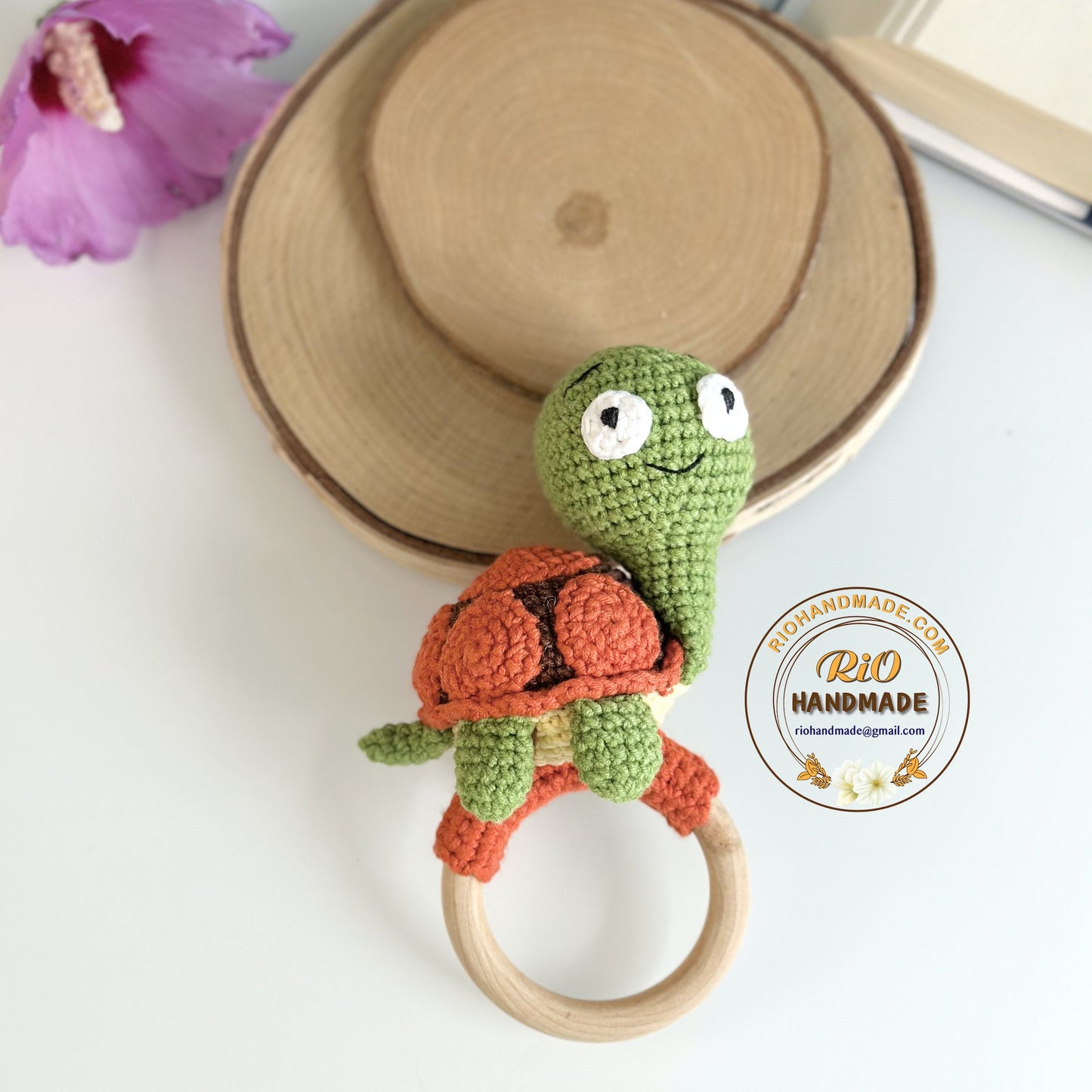 Personalized Baby Gift, Crochet Turtle Rattle, Baby Crochet Rattle Gift, Baby Shower Gift, Toy Rattle With Name