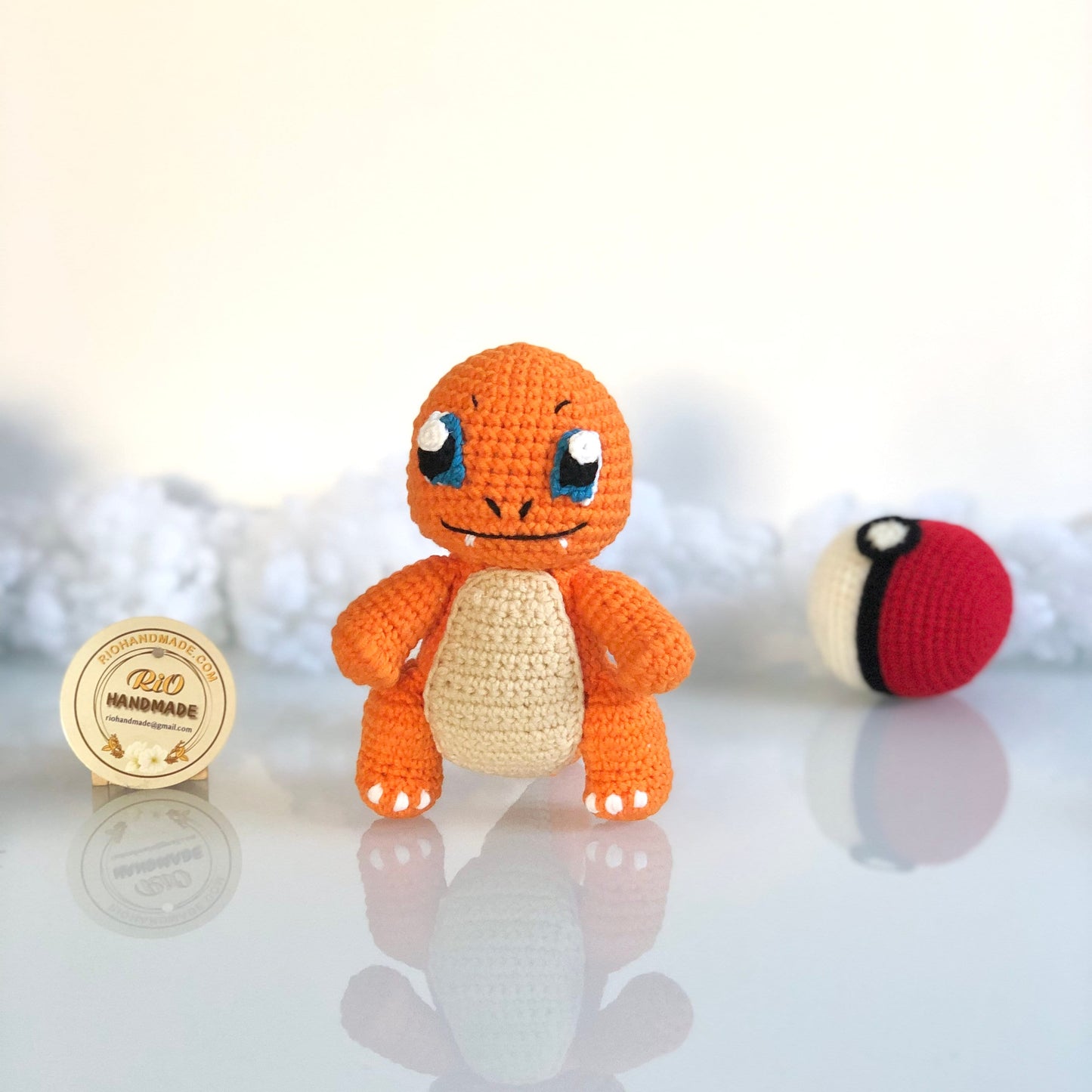 Handmade yarn cotton Charmander inspired crochet, amigurumi, toy for kid, toddler, kid, adult hobby,