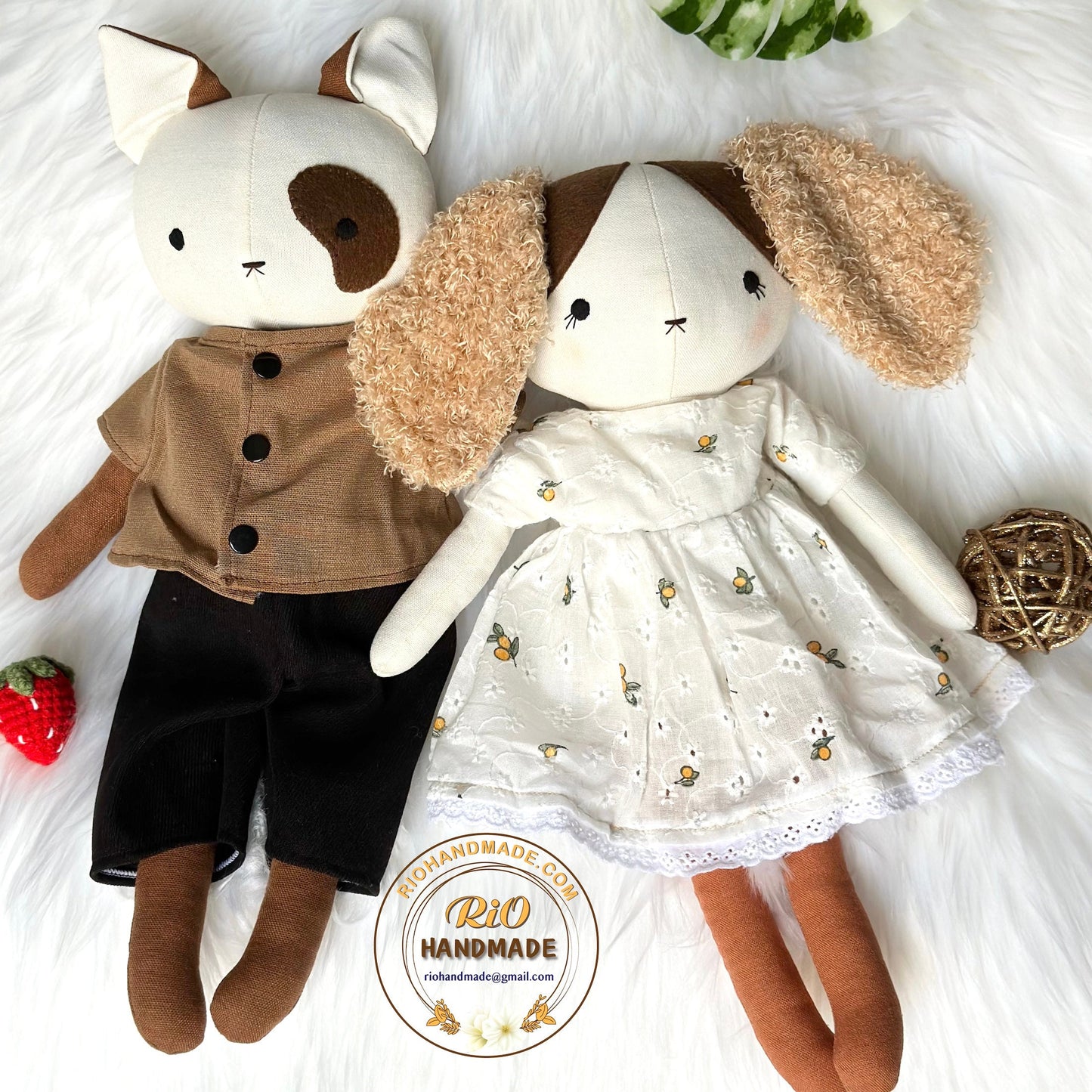 Rio Handmade Linen Dog Toy, Nursery Decor Stuffed, Linen Baby Toy, Stuffed Dog Toy For Toddler, Kid, Adult Hobby