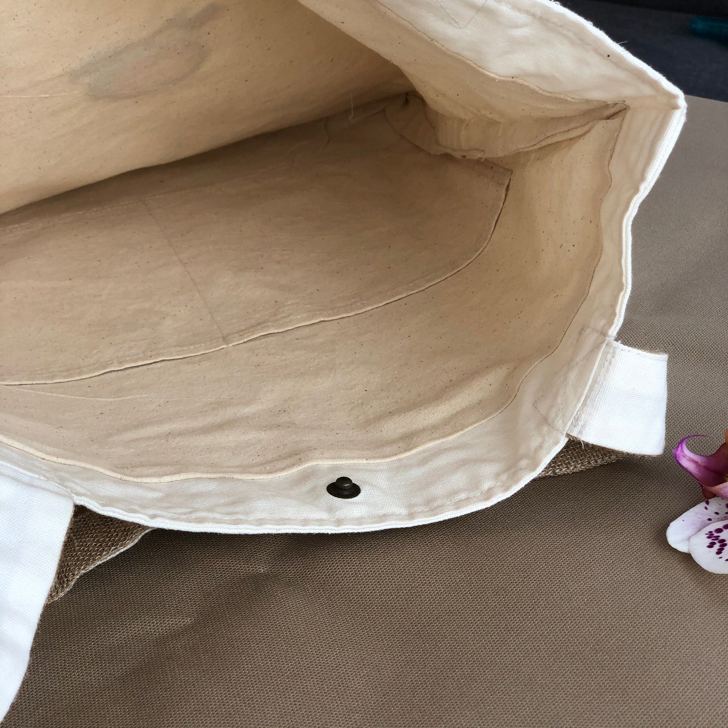 Handmade Linen Embroidery Orange Tote Bag