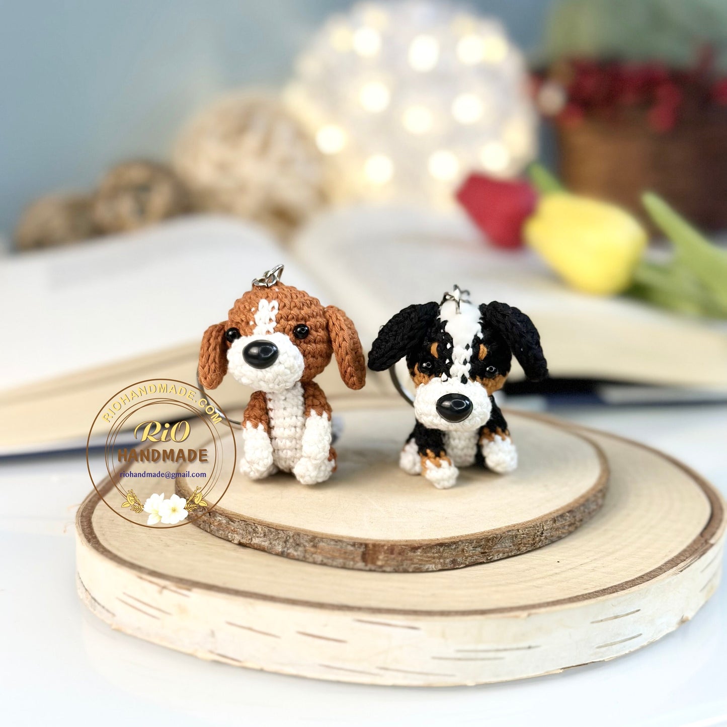 Rio Handmade yarn Beagle crochet, Amigurumi mini Beagle, Cute Beagle, Cute Dog, Home Decor, Crochet Keychain, Adult Hobby