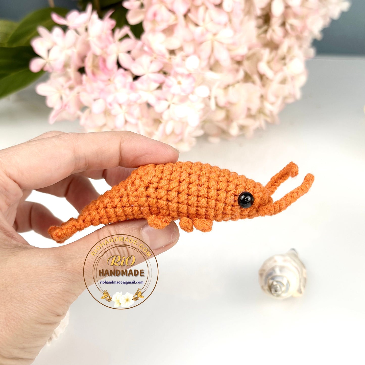 Rio Handmade keychain shrimp, shrimp keychain, crochet shrimp, cute gift
