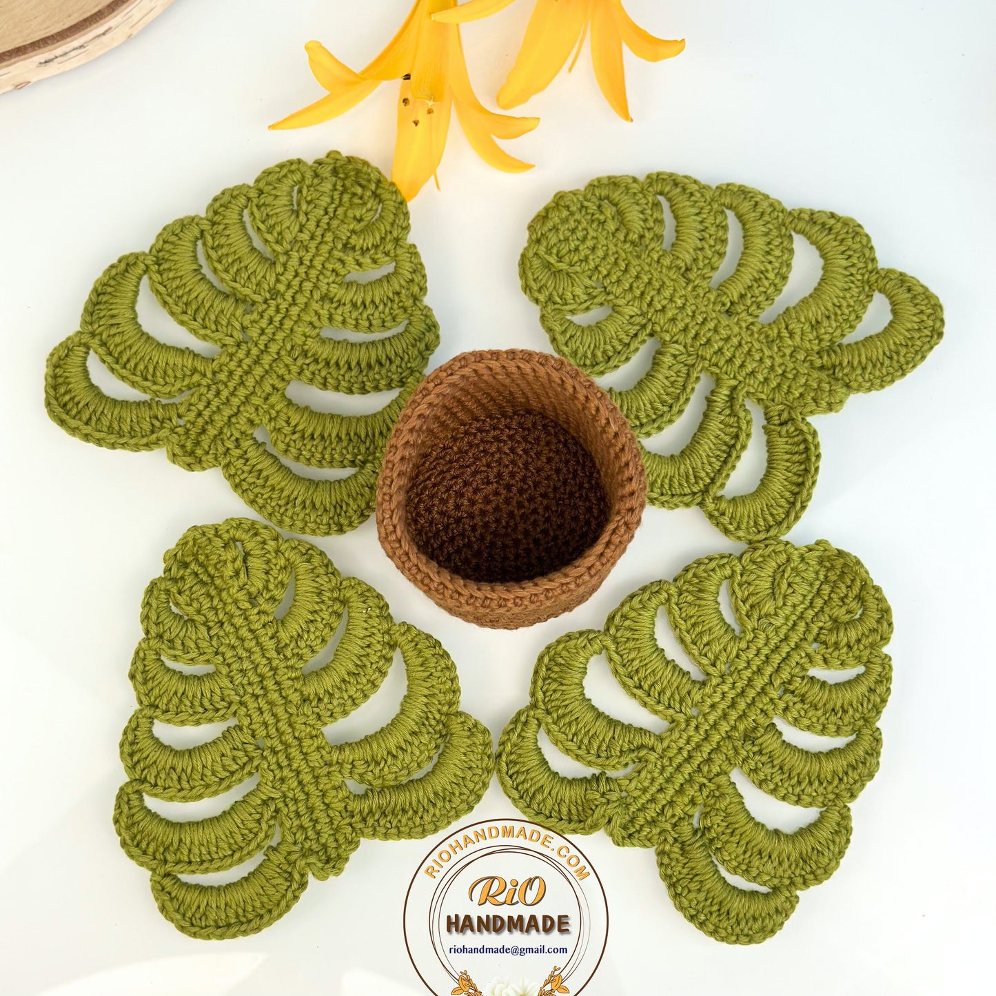 Crochet Monstera Leaf Coaster, Monstera Leaf Coaster Set, Housewarming Gift, Home Decor, Gift For Mom, Gift For Teacher,TikTok Viral