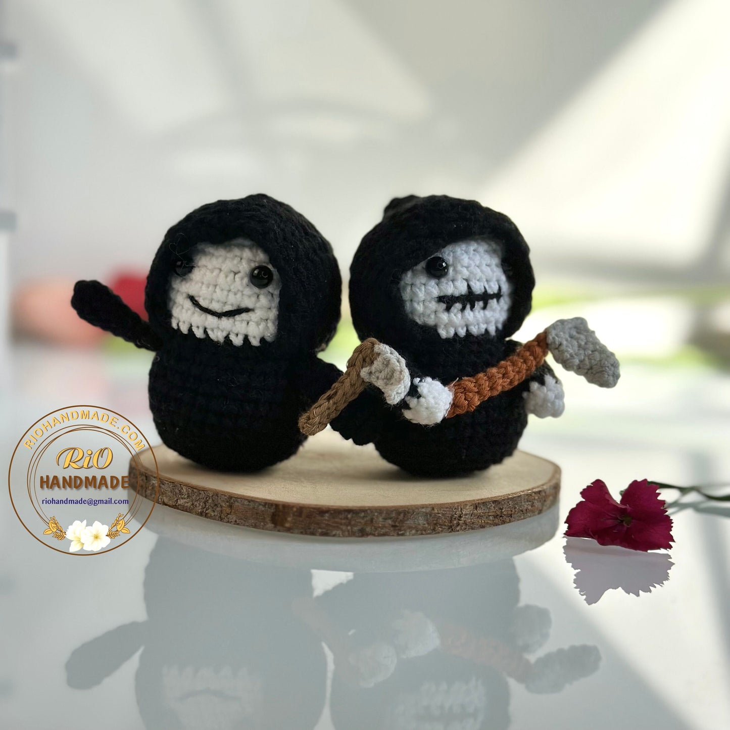 Crochet Grim Reaper inspired, Keychain, Car Rear View Hanging, Gift for Halloween, Halloween gift, Handmade crochet