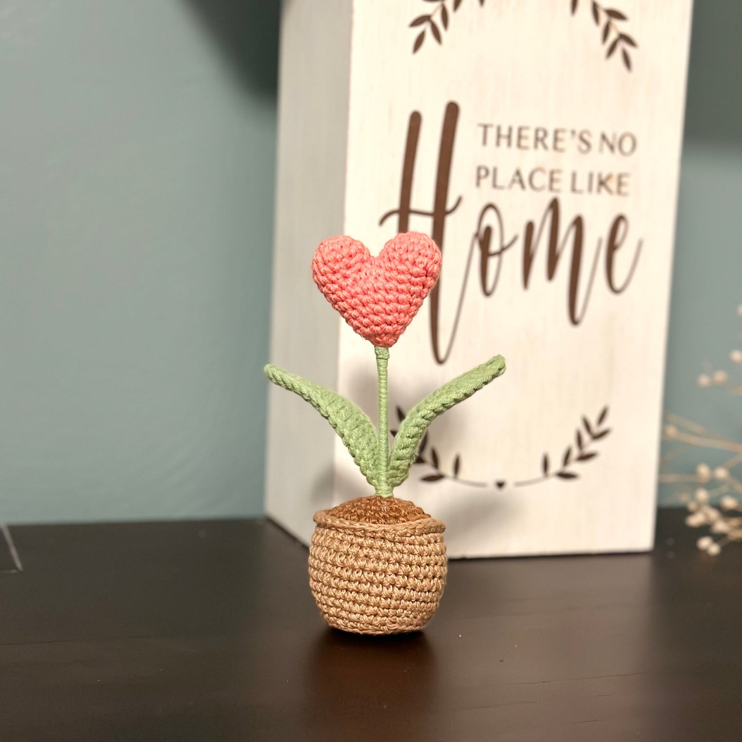 Ready To Ship, Handmade Heart In The Pot Crochet, Crochet Heart , Amigurumi Heart, Heart Decor, Potted Heart