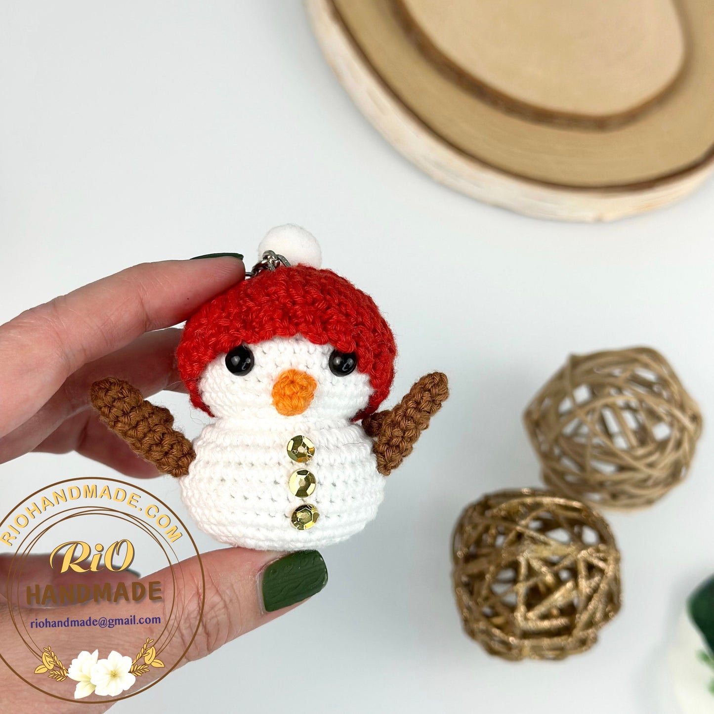 Crochet Snowman, Amigurumi Snowman, Christmas Decore , Christmas Gift, Snowman With Hat, Snowman Keychain