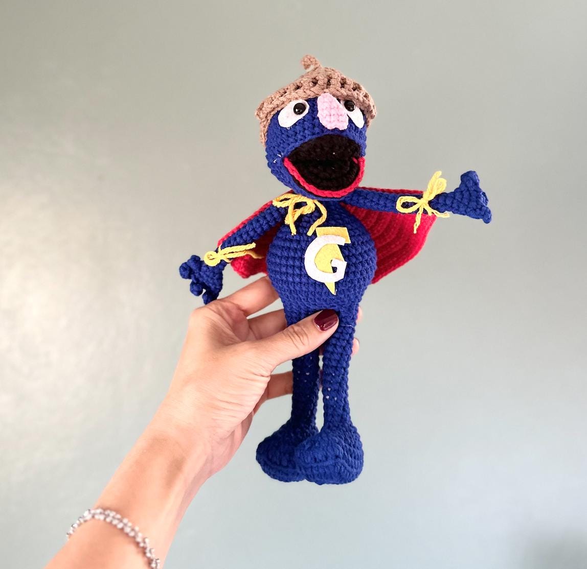 Custom Order, Crochet Toy Inspired By Super Grover