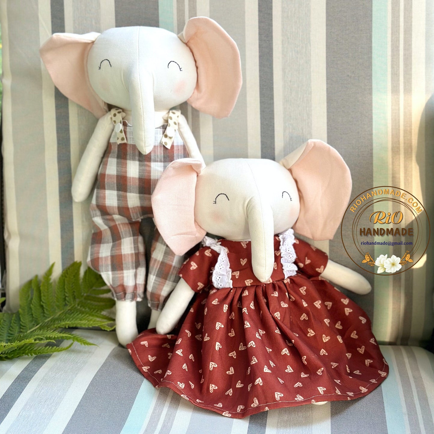 Ready To Ship, Rio Handmade Linen Elephant Doll, Nursery Decor Stuffed, Linen Baby Toy, Stuffed Elephant Toy For Toddler, Kid, Adult Hobby