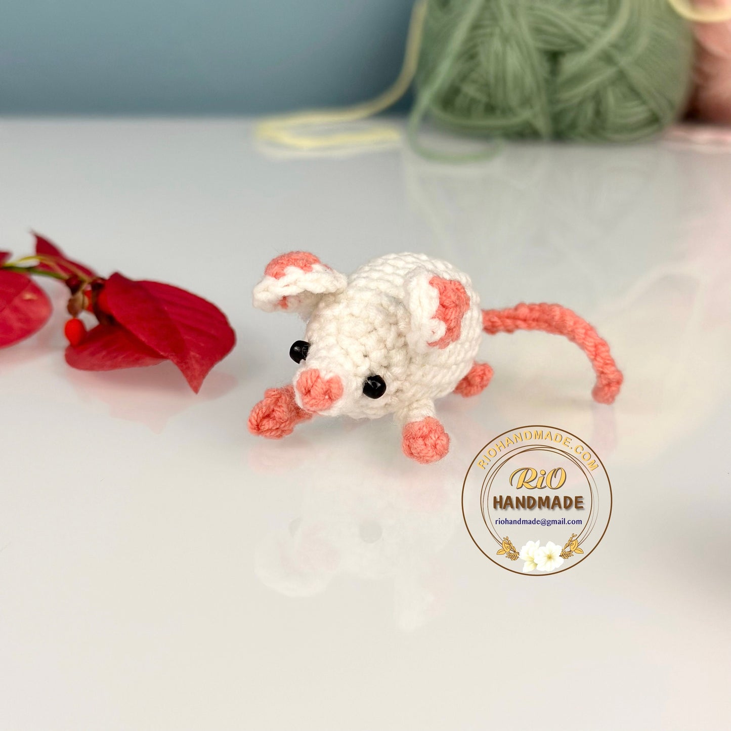 Handmade rat car rearview mirror charm crochet amigurumi, rat keychain, plushie toy, cute gift, car hanging accessory