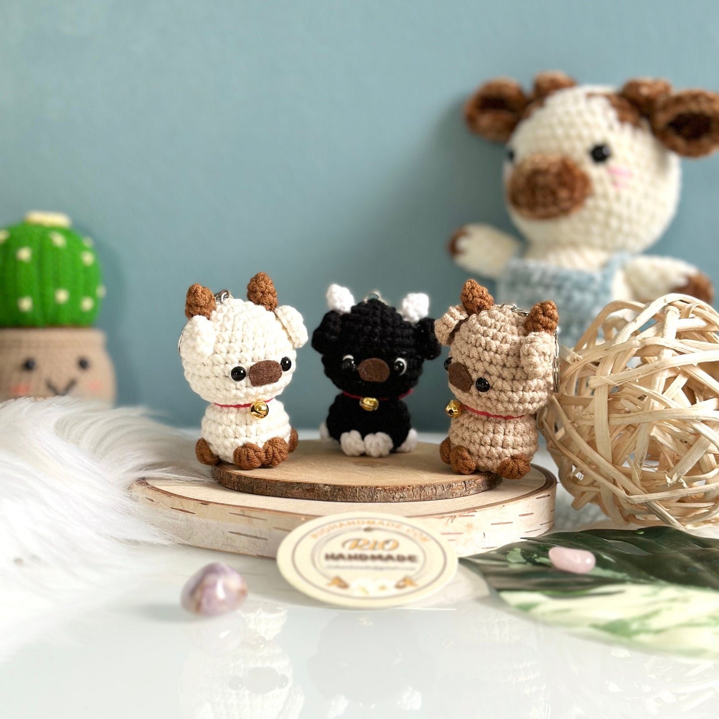 Rio Handmade, cow keychain, plushie toy, cute gift