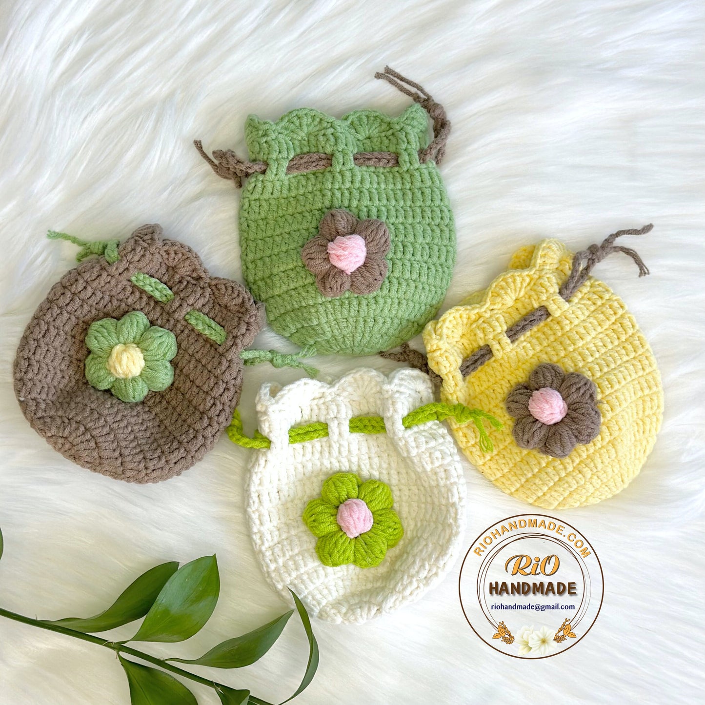 Rio Handmade Flower Pouch, Crochet Flower Pouch, Flower Purse, Cute Mini Coin Bag, Daily Pouch