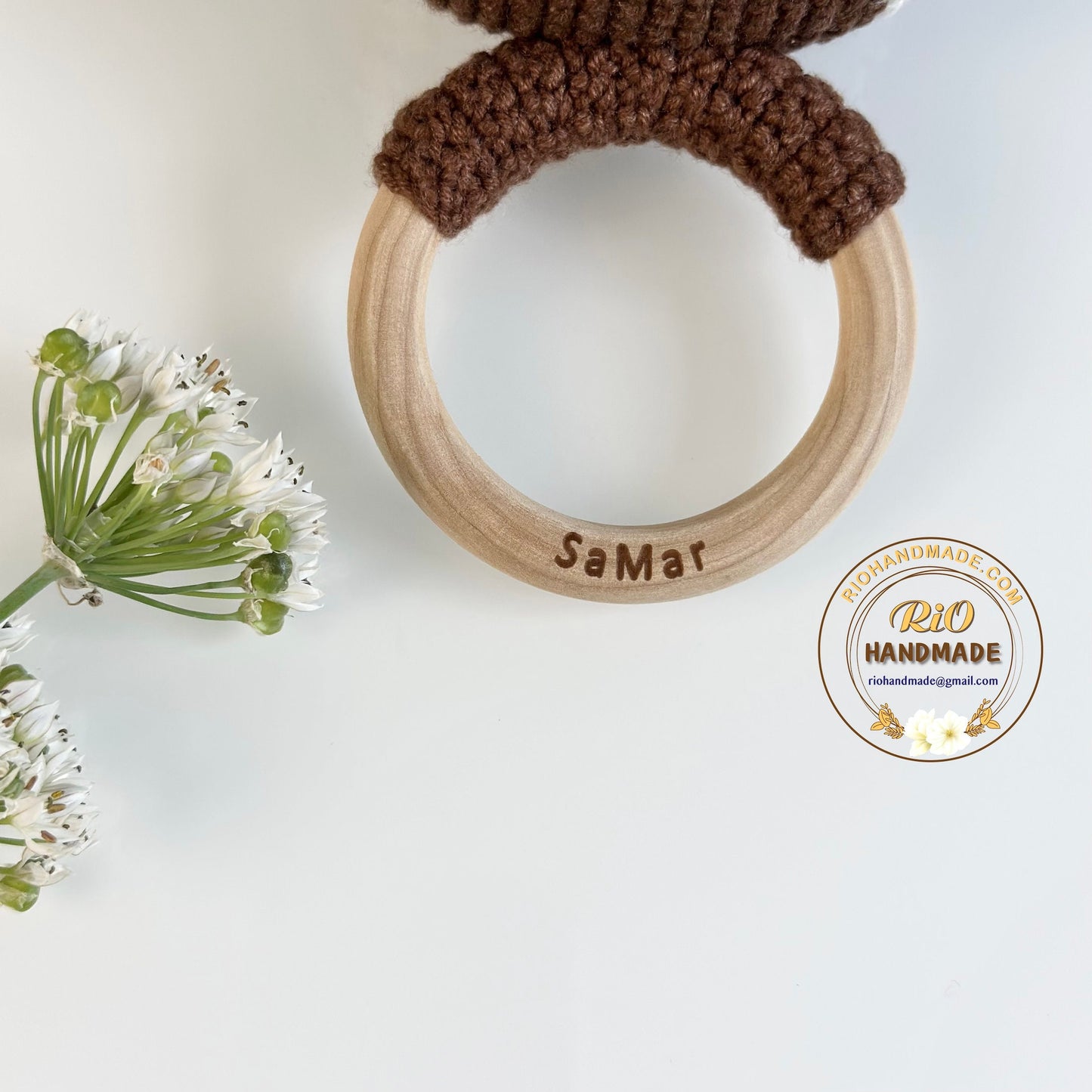 Rio Handmade Personalized Baby Gift, Flamingo Newborn Baby Rattle, Baby Crochet Rattle Gift, Toy Rattle With Name
