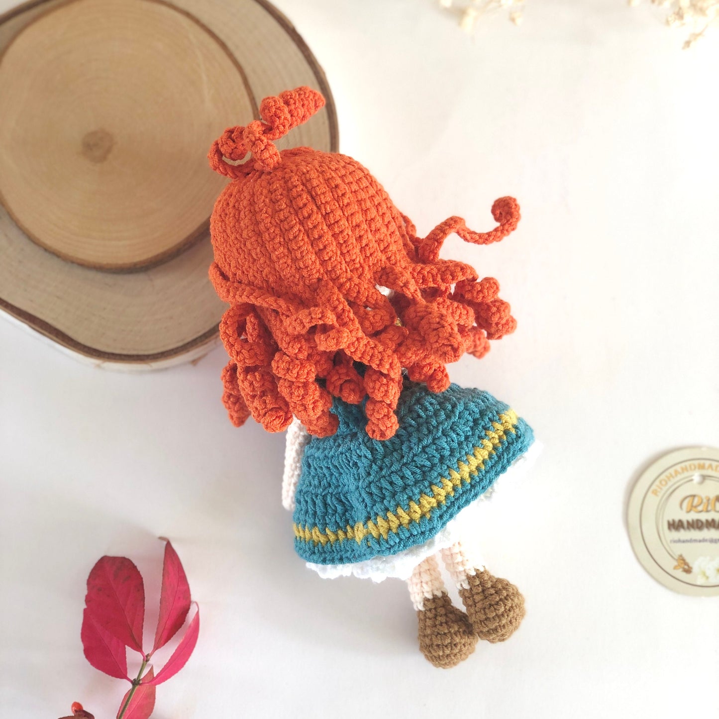 Handmade Princess Inspired Doll Crochet, Red Hair Princess Doll, Amigurumi princess doll, Soft Toy For Baby, Toddler, Kid, Adult Hobby