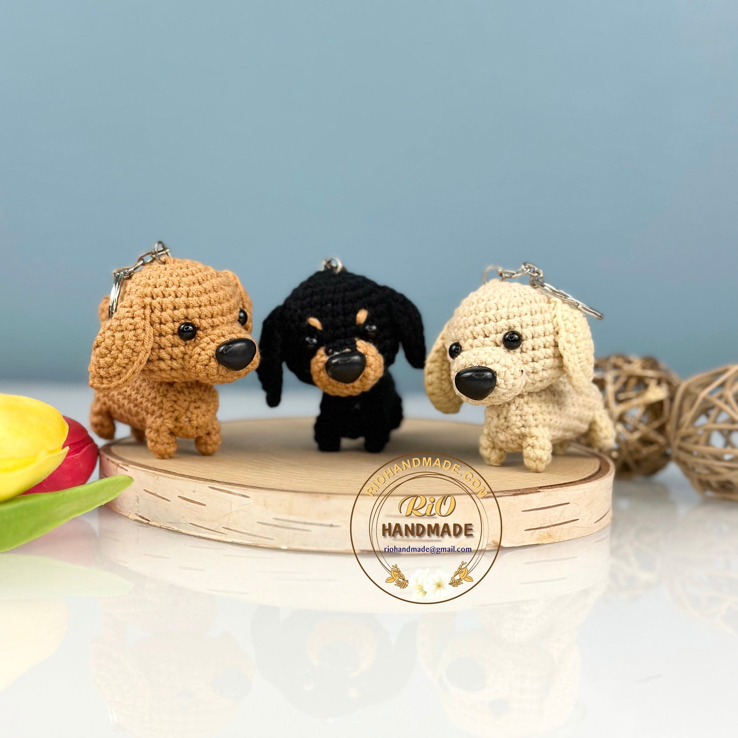 Rio Handmade yarn Dachshund crochet, amigurumi mini dachshund, cute dachshund, cute dog, home decor, crochet keychain, adult hobby