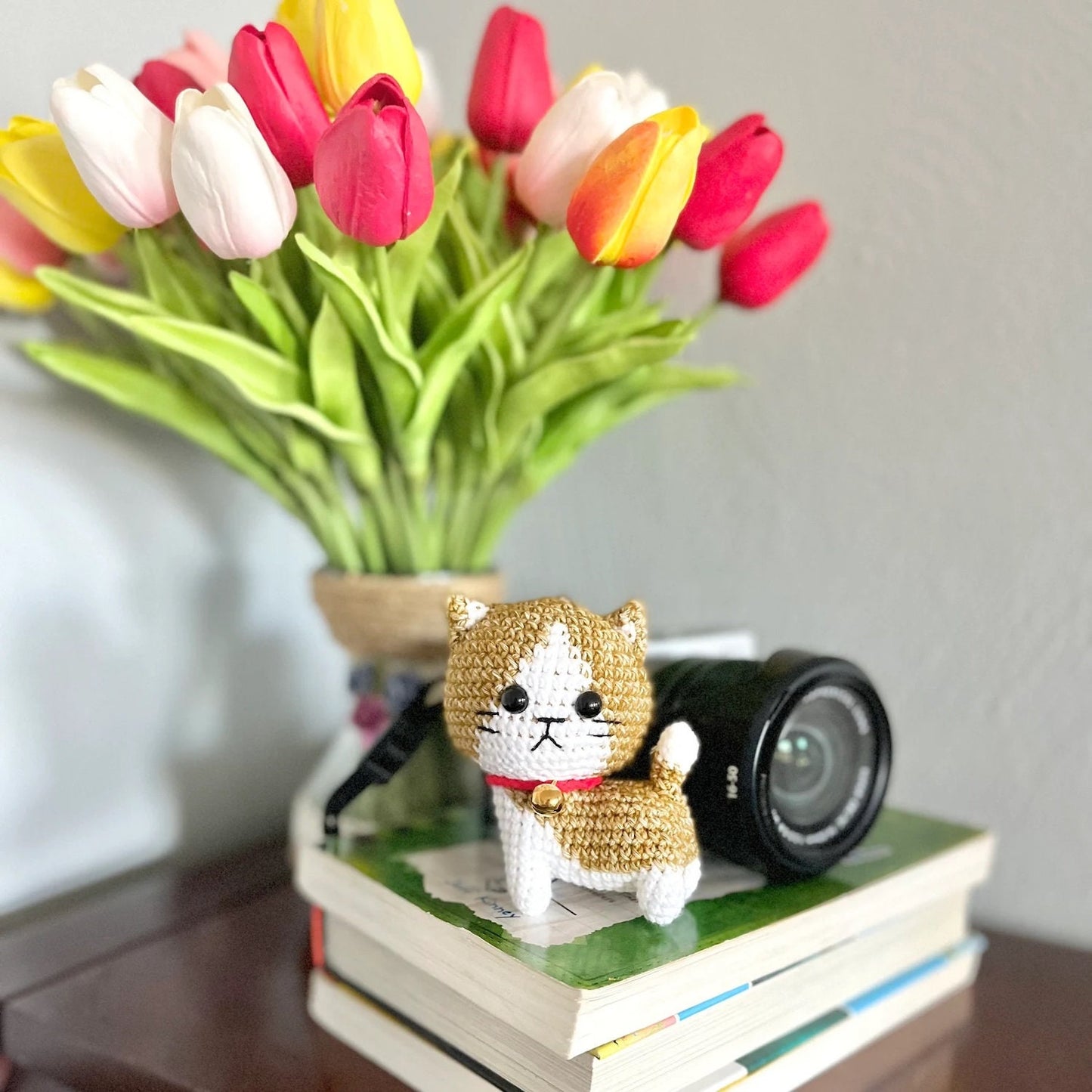 Ready To Ship, Handmade yarn cat crochet, amigurumi cute little cat, home decor, adult hobby, perfect idea for gifts, present