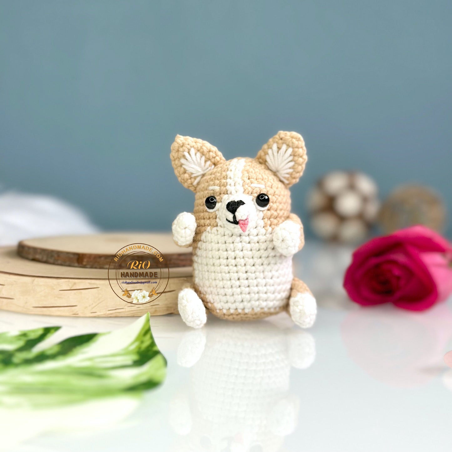 Rio Handmade yarn cotton corgi crochet, amigurumi corgi, cute dog, cute dog keychain, home decor, Cute car mirror hanging, adult hobby