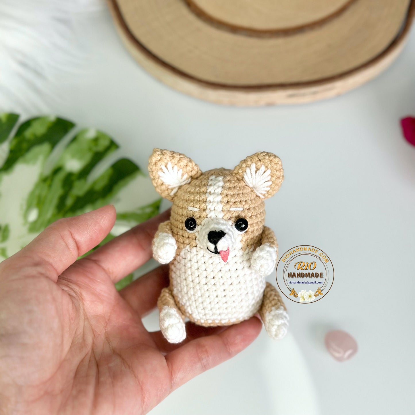Rio Handmade yarn cotton corgi crochet, amigurumi corgi, cute dog, cute dog keychain, home decor, Cute car mirror hanging, adult hobby