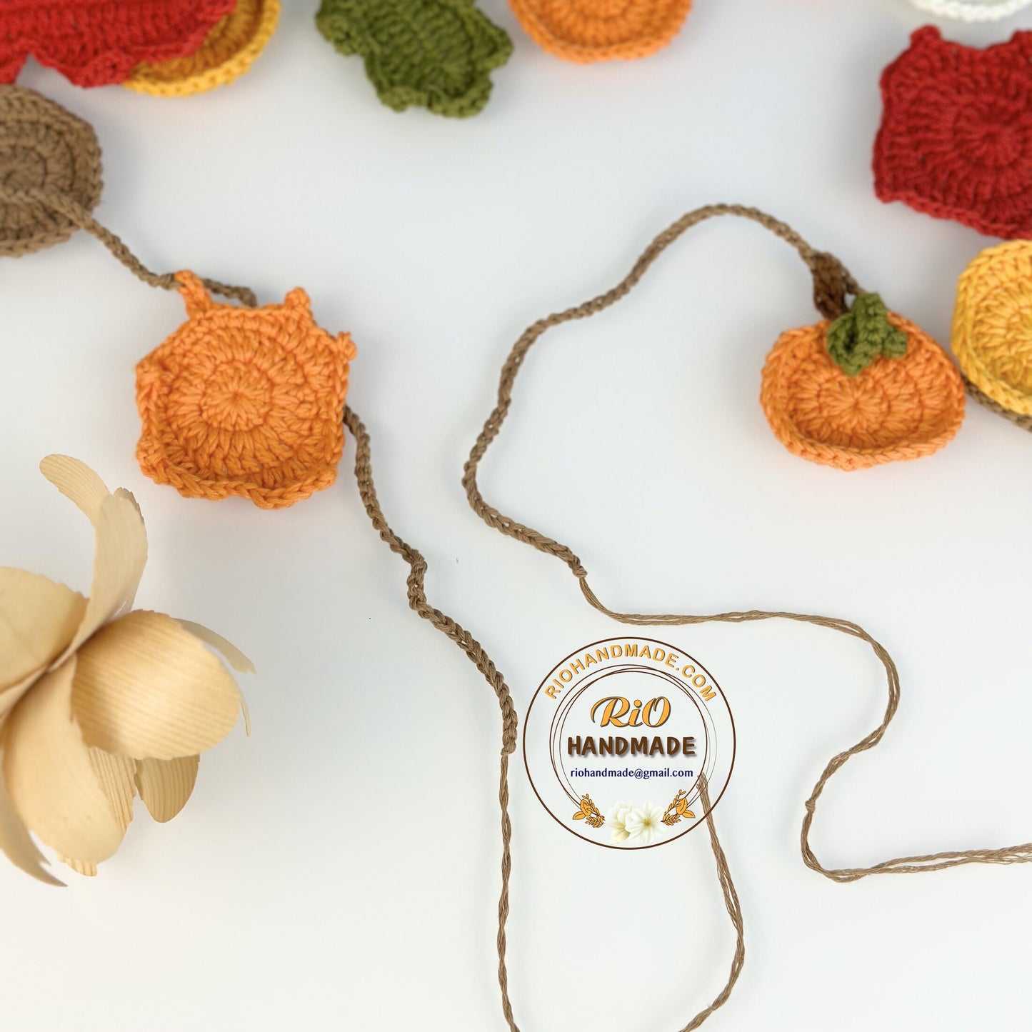 Rio Handmade Crochet Amigurumi Pumpkin Garland, Wall Hanging Pumpkin, Autumn Decor, Fall Garland, Fall Decoration