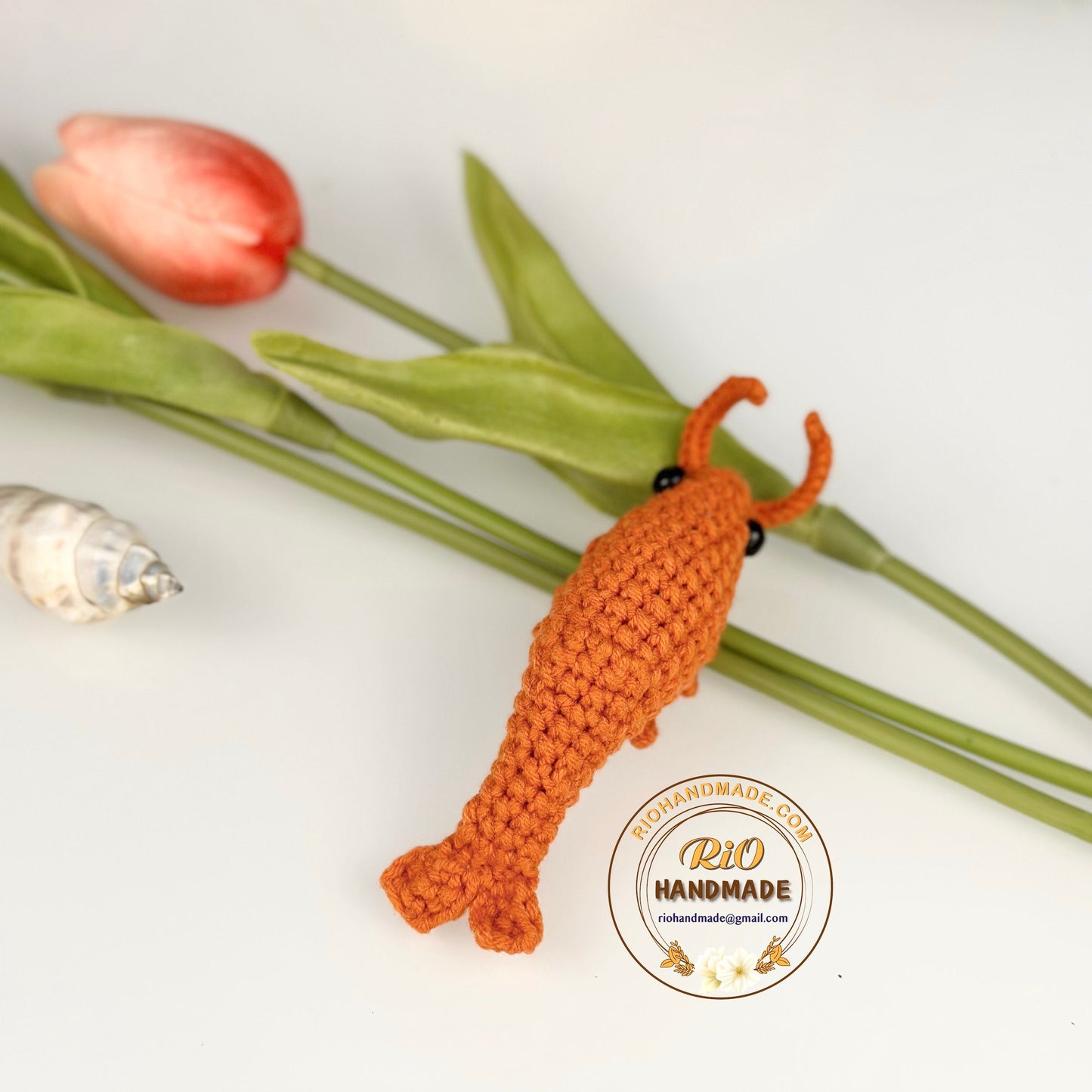Rio Handmade keychain shrimp, shrimp keychain, crochet shrimp, cute gift