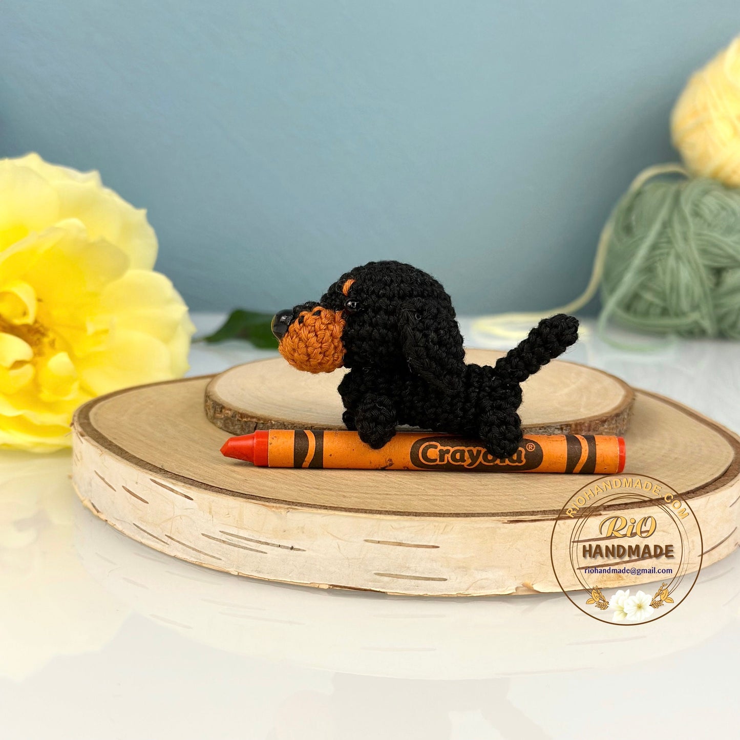 Rio Handmade yarn Dachshund crochet, amigurumi mini dachshund, cute dachshund, cute dog, home decor, crochet keychain, adult hobby