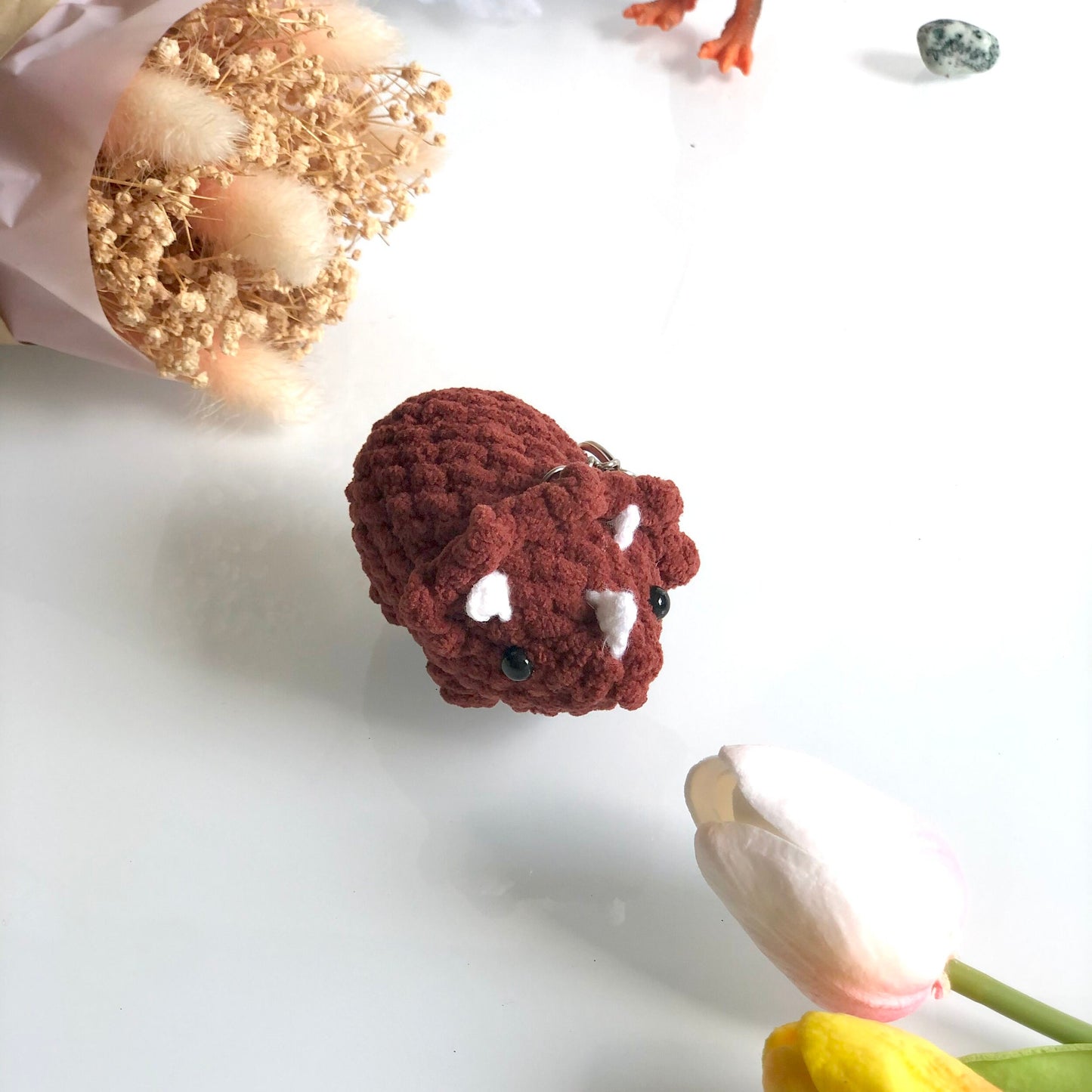 Handmade triceratops, crochet Dinosaur, amigurumi triceratops, plushie toy, gift, ornament, keychain, home decor