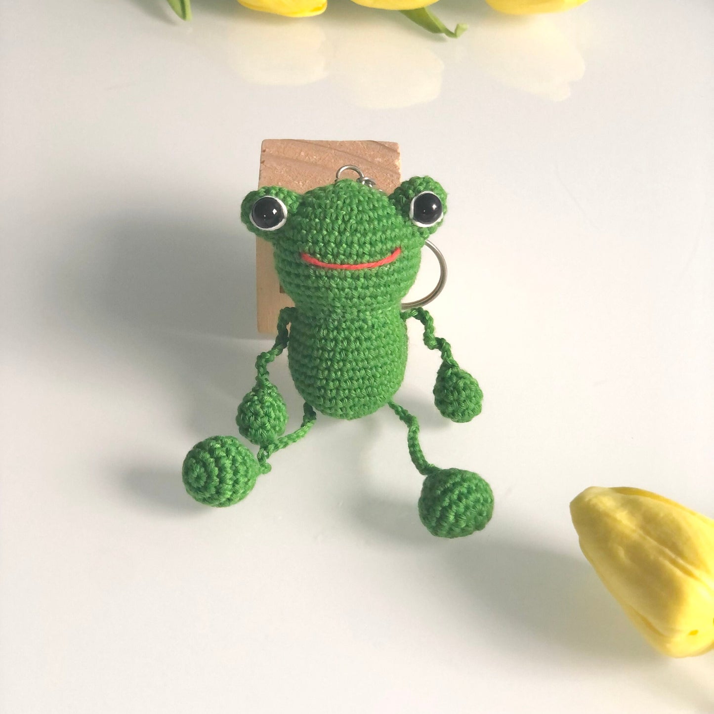 Handmade frog crochet keychain mirror charm crochet amigurumi, plushie toy, gift
