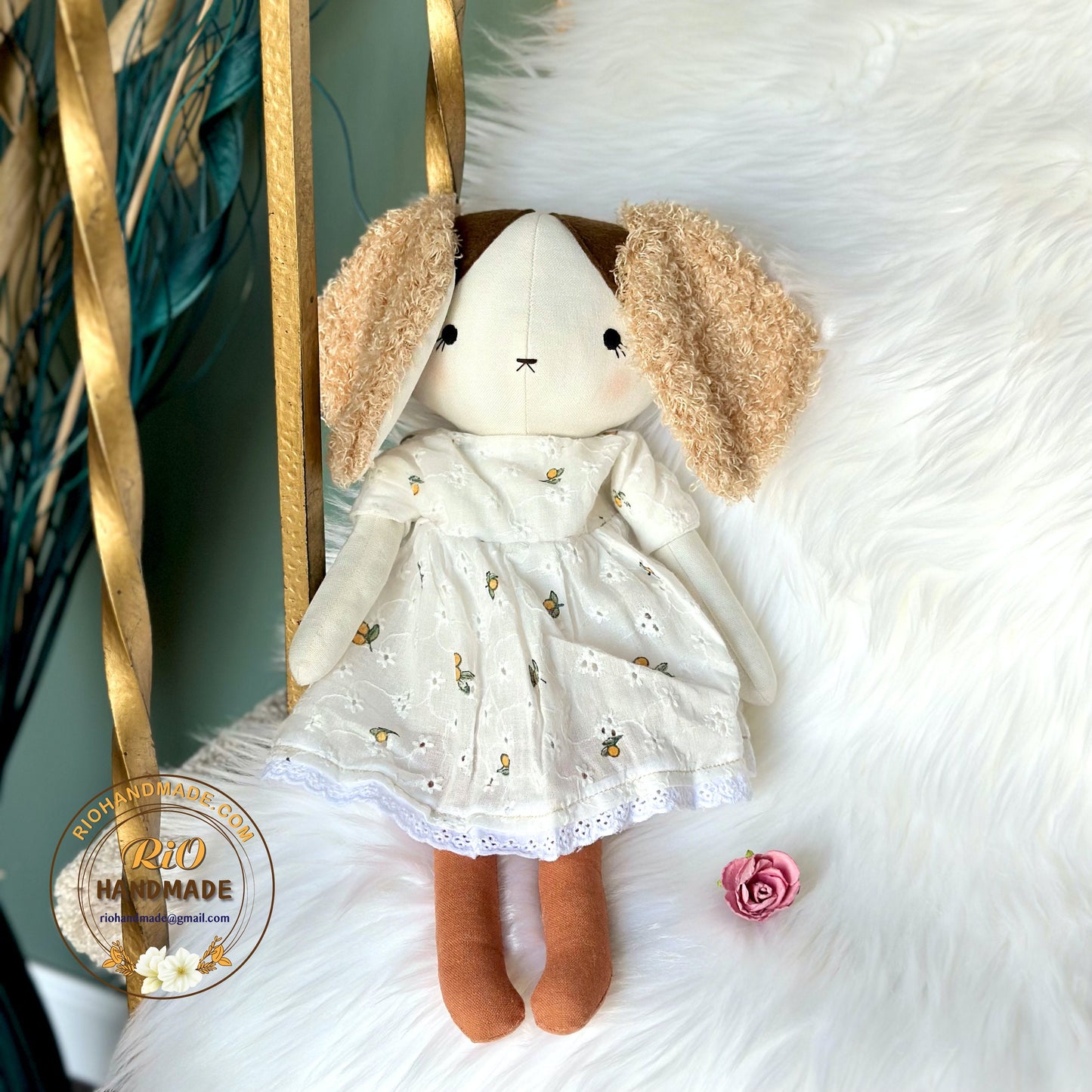 Rio Handmade Linen Dog Toy, Nursery Decor Stuffed, Linen Baby Toy, Stuffed Dog Toy For Toddler, Kid, Adult Hobby