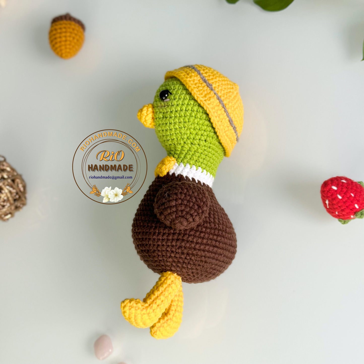 Ready To Ship, Rio Handmade, Cute Ducking Crochet, Duck Plushie, Crochet Mallard Duck, Toy For Baby, Kid
