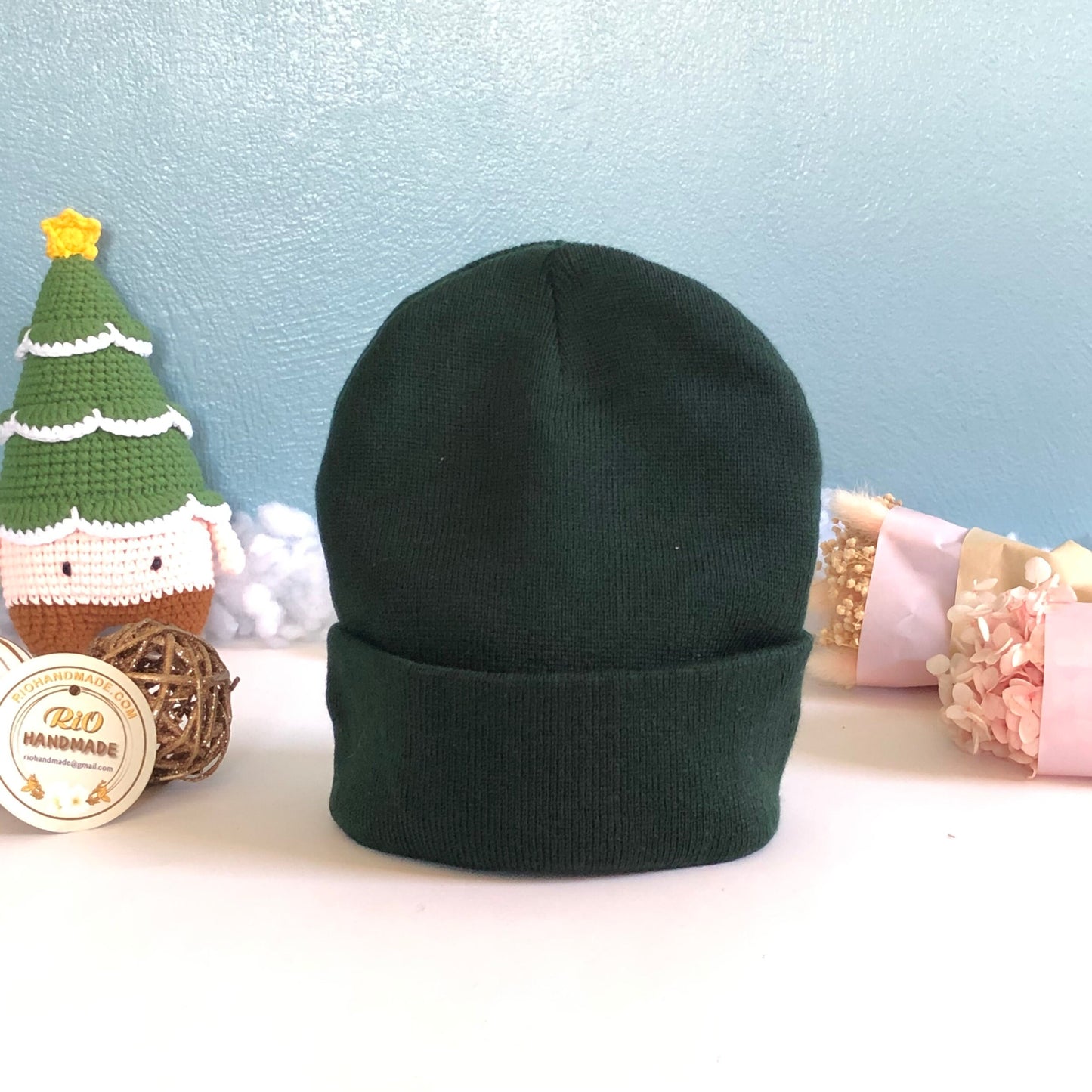 Hand embroidered Beanie, Winter Hat, Plant Hat, Handmade Hat