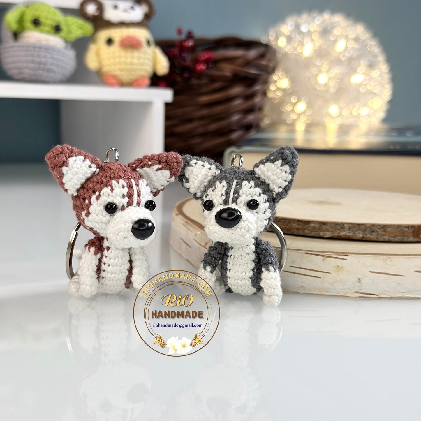 Rio Handmade yarn Husky crochet, Amigurumi mini Husky, Cute Husky, Cute Dog, Home Decor, Crochet Keychain, Adult Hobby