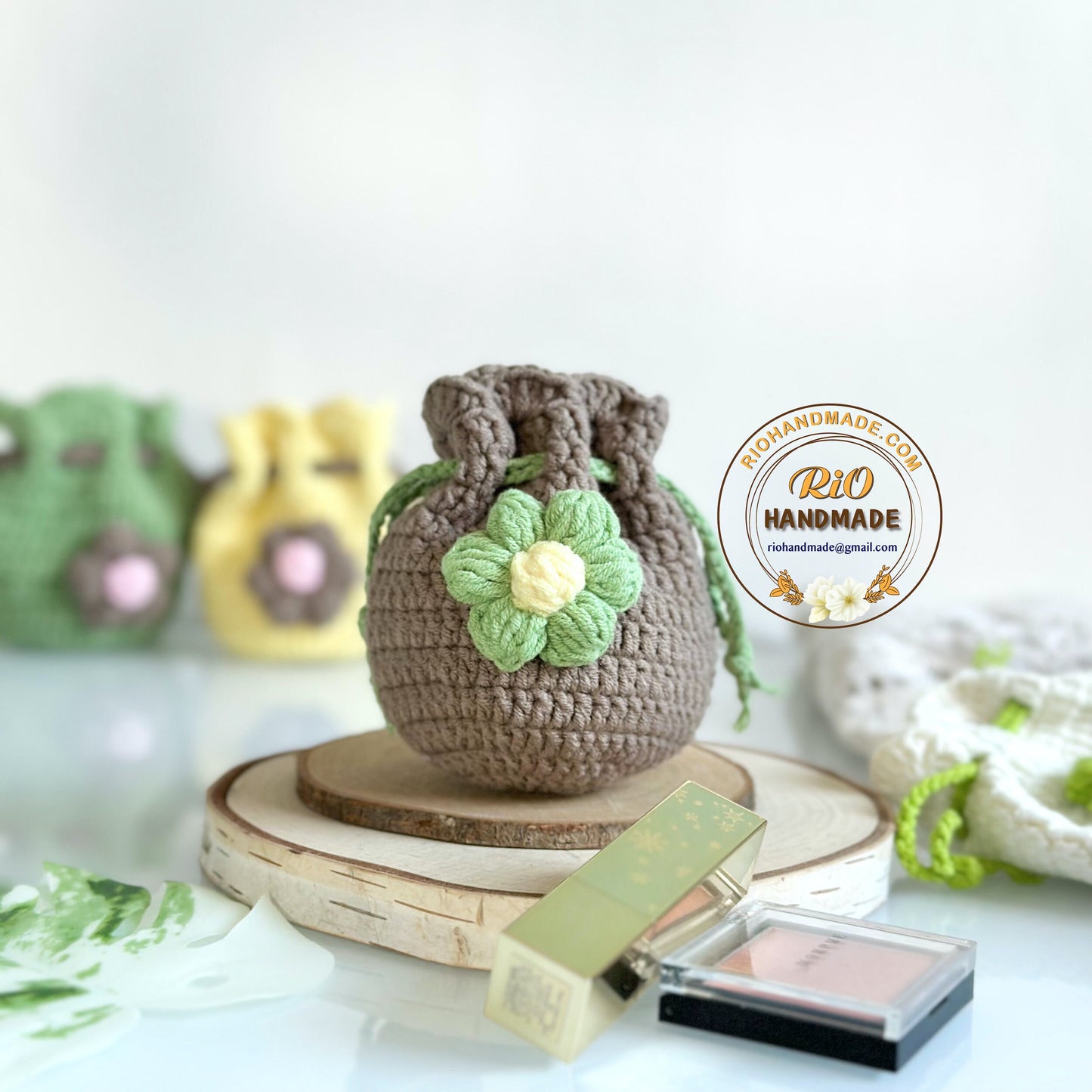 Rio Handmade Flower Pouch, Crochet Flower Pouch, Flower Purse, Cute Mini Coin Bag, Daily Pouch