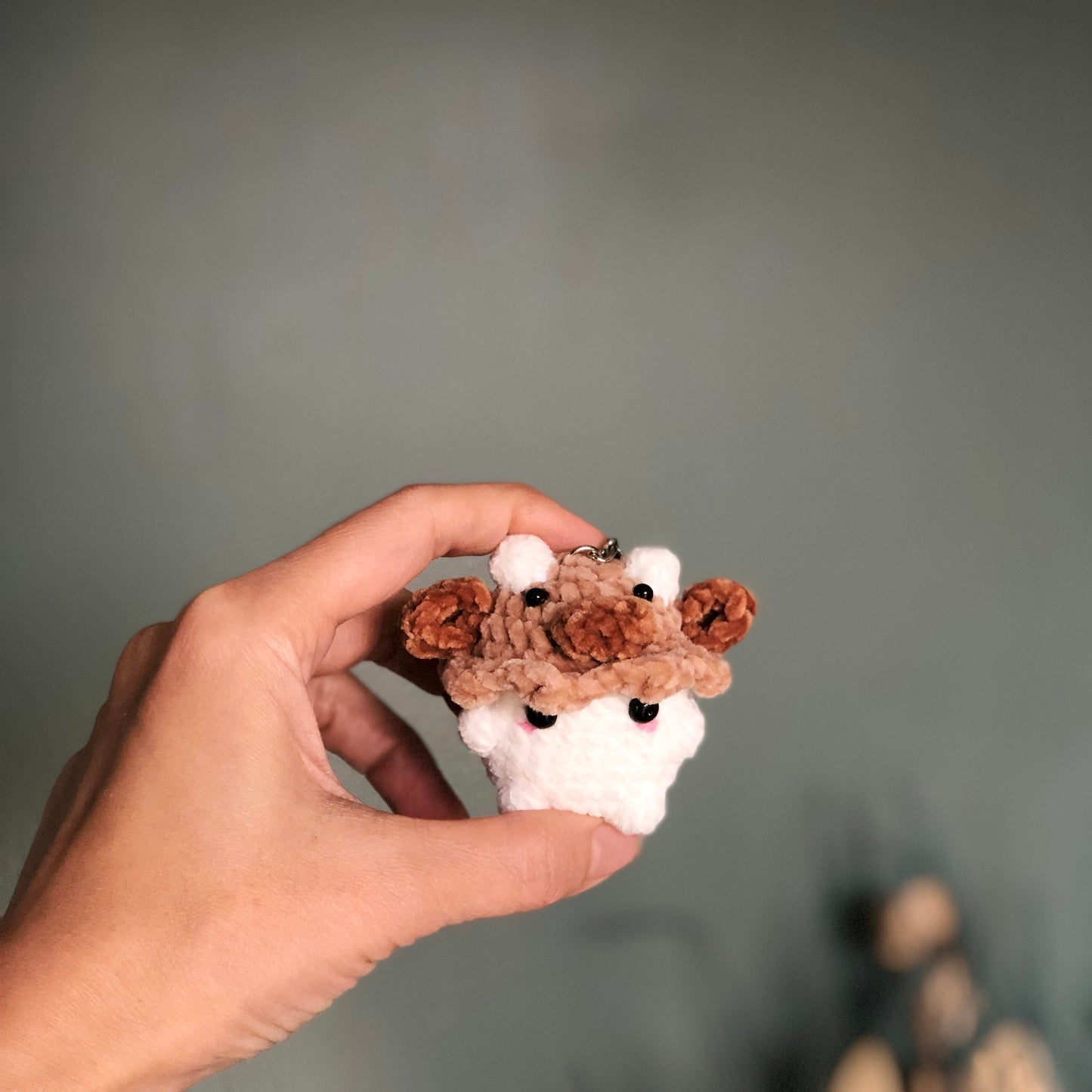 Handmade Chunky Mushroom Crochet Keychain, Cute Themed Mushroom keychain, Chunky Mushies With Bucket Hats, Amigurumi Mushroom, Gift