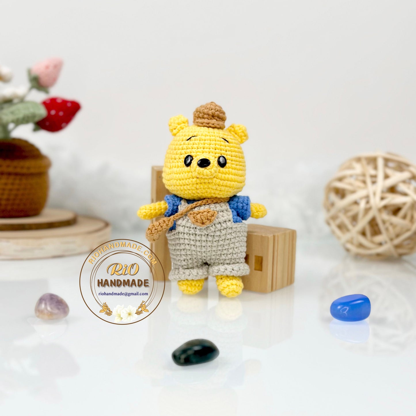 Handmade Yarn Cotton Bear Inspired Crochet, Amigurumi stuffed, Cute Toy For Kid, Adult Hobby,