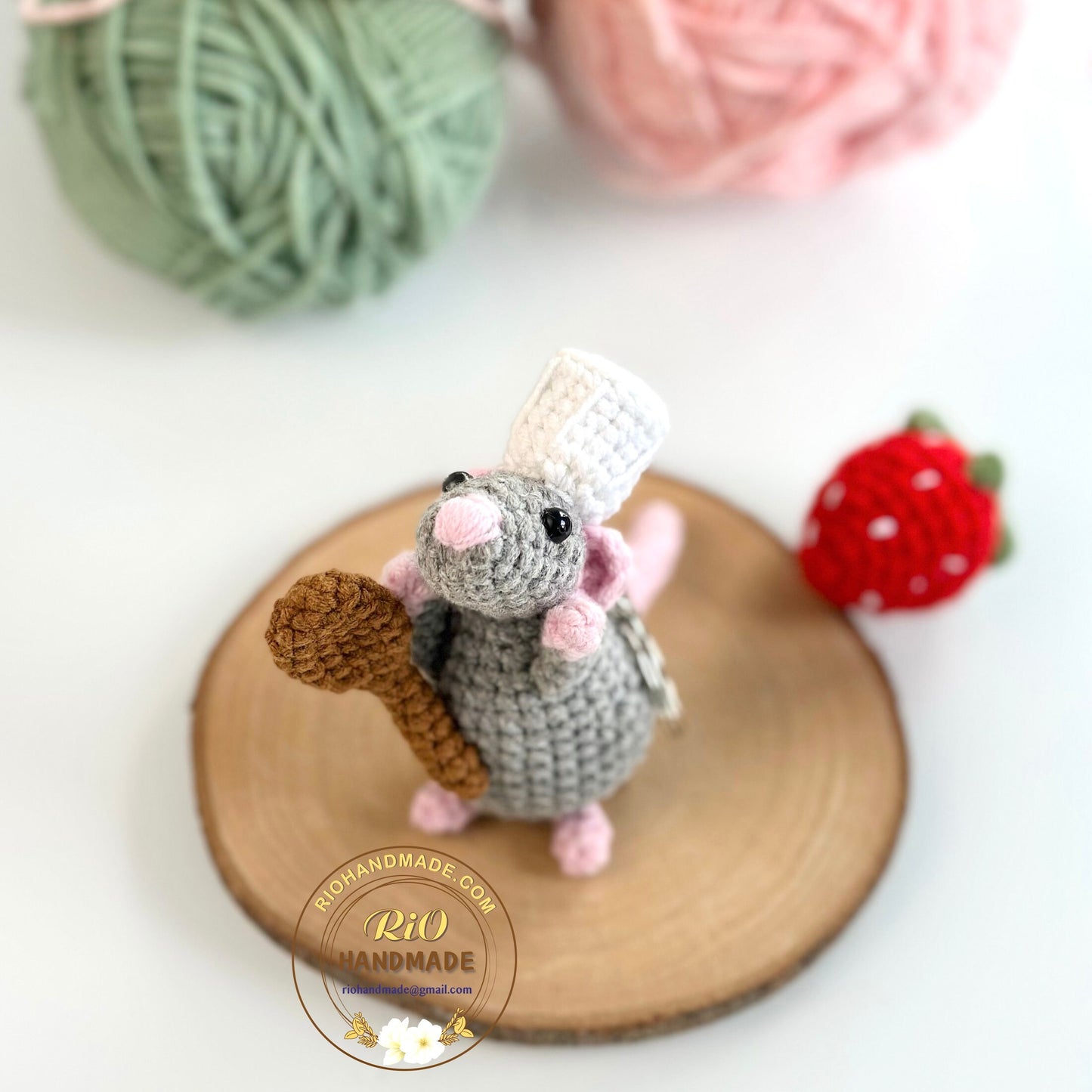 Handmade Rat, Crochet Chef Rat, Amigurumi Rat, Crochet Rat Keychain, Crochet Car Rear View Mirror Hanging, Cute Gift.