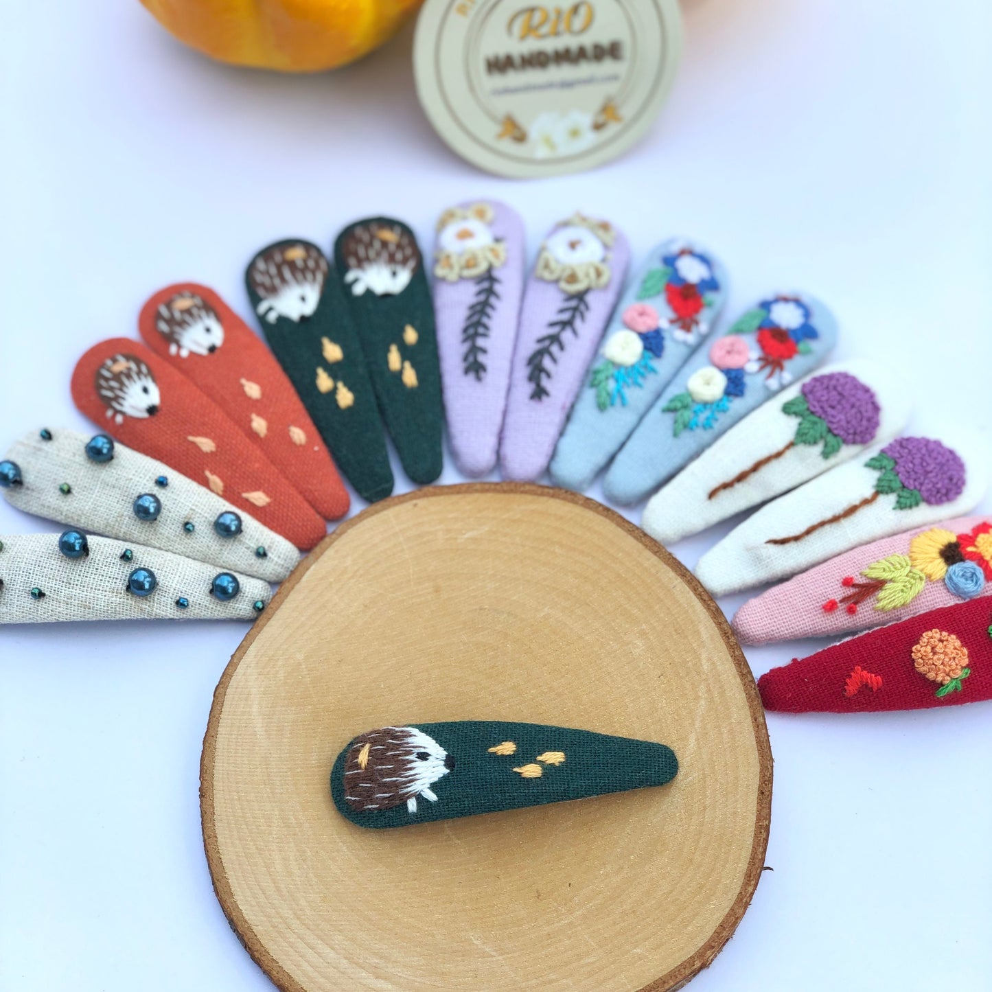1 Pack Handmade Linen Embroidery Hair Clip, Christmas Collection