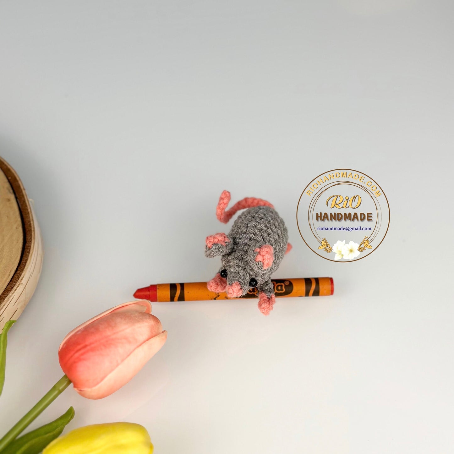 Handmade rat car rearview mirror charm crochet amigurumi, rat keychain, plushie toy, cute gift, car hanging accessory