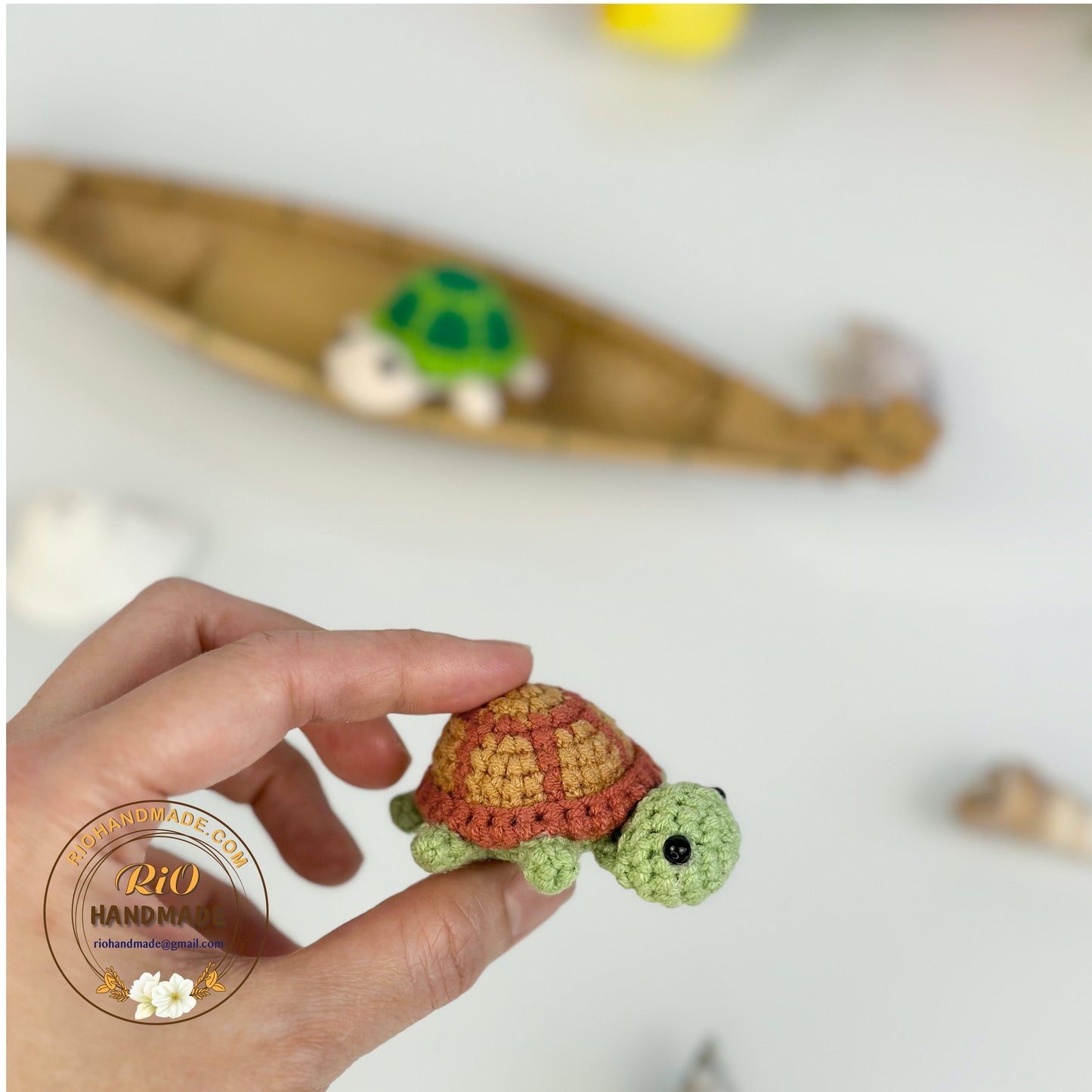 Rio Handmade Turtle Crochet Keychain, Amigurumi Turtle, Cute Gift