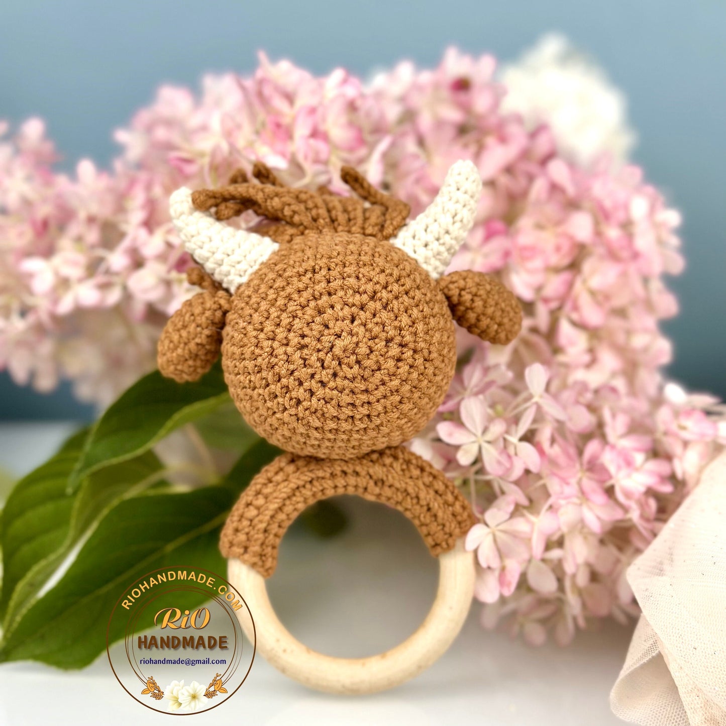 Personalized Baby Gift, Crochet Highland Rattle, Baby Crochet Rattle Gift, Baby Shower Gift, Toy Rattle With Name