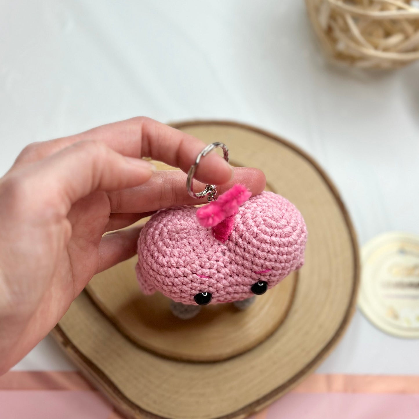 Ready To Ship, Handmade Heart Inspired Crochet Keychain, Amigurumi Heart, Cute Gift, Car Charm