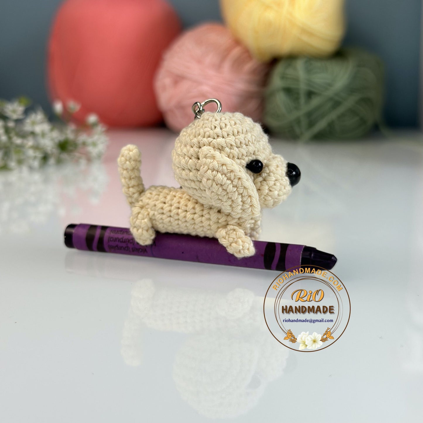 Rio Handmade yarn Dachshund crochet, amigurumi mini dachshund, cute dachshund, cute dog, home decor, crochet keychain, adult hobby